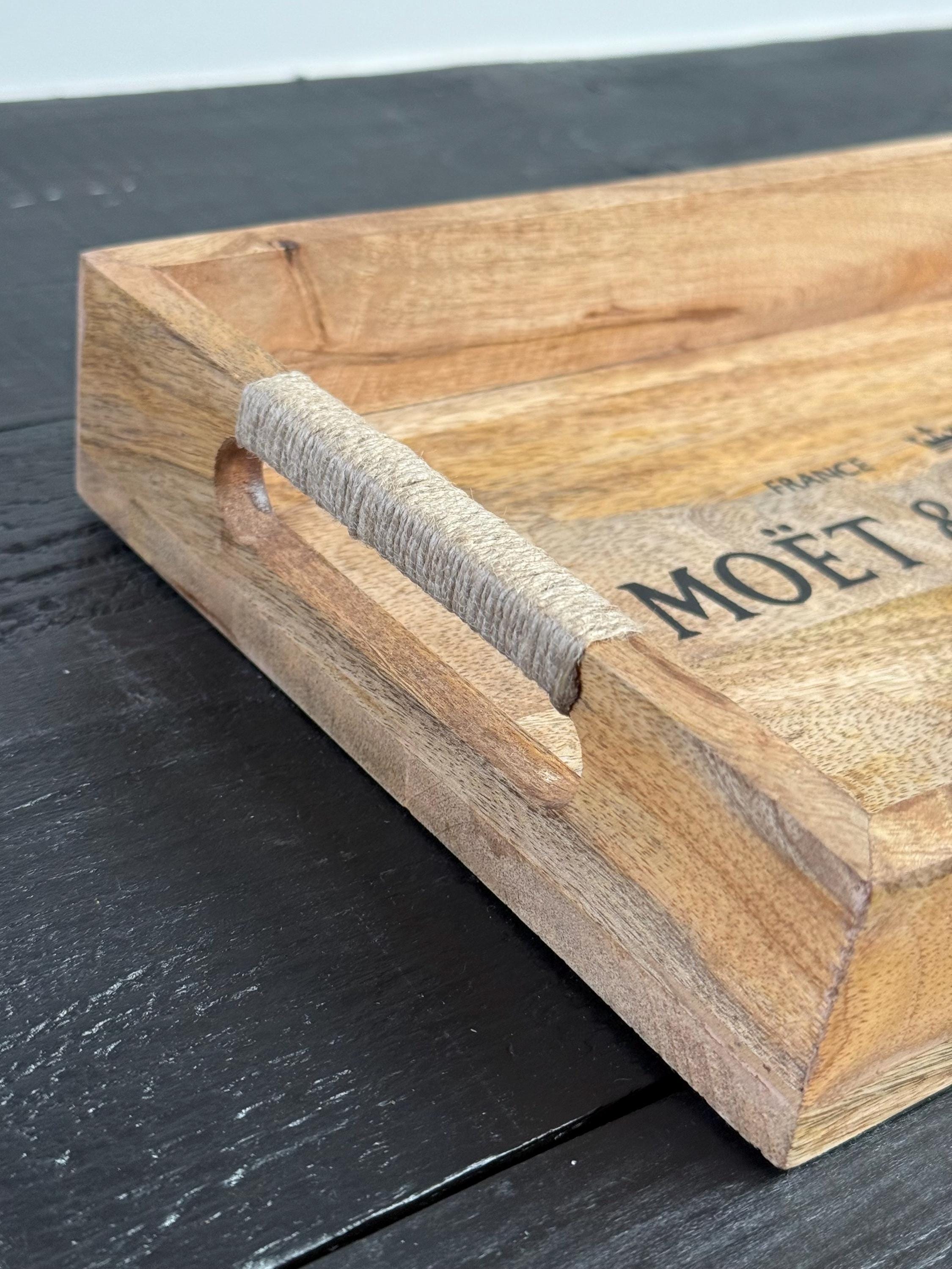 Wooden Serving Trays Moët & Chandon Champagne Butlers Crates Storage Boxes Natural Finish