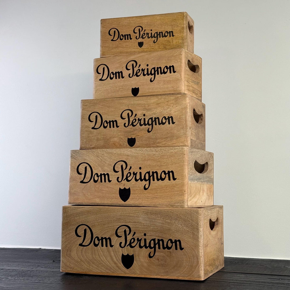 Dom Perignon Storage Wooden Champagne Crates Natural Finish