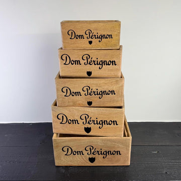 Dom Perignon Storage Wooden Champagne Crates Natural Finish