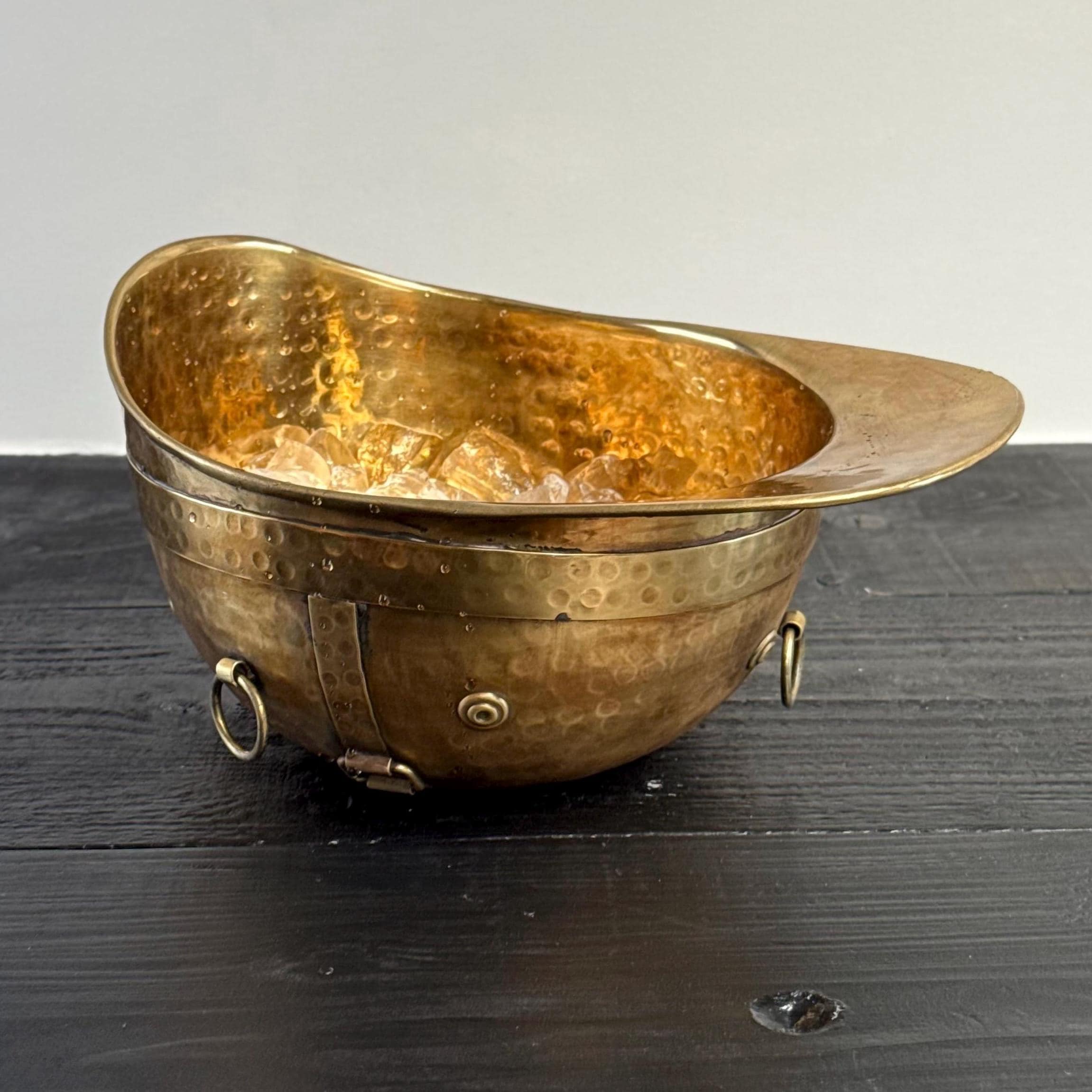 Polo Helmet Solid Antique Brass Champagne Ice Bucket | Wine Cooler