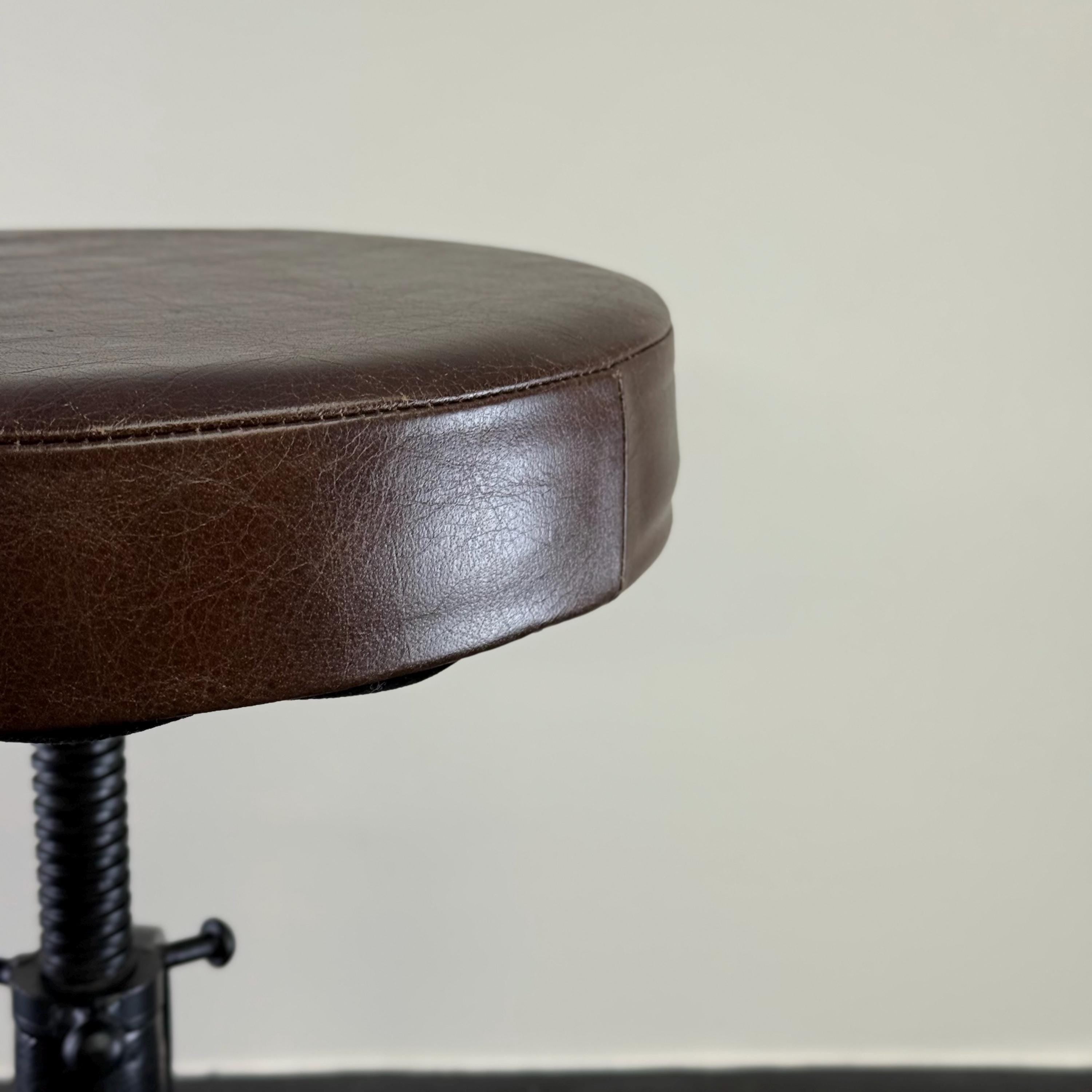 Vice Clamp Industrial Solid Bar Stool Wood or Leather Top Solid Cast Metal Base | Vintage Style | Floor Standing