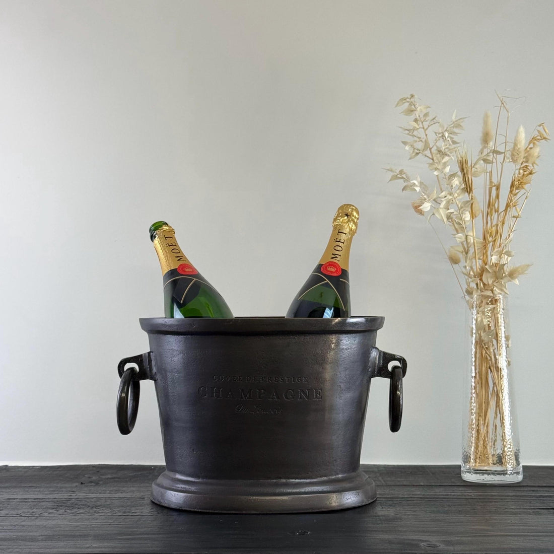 Black Copper ~ Great Gatsby ~ Solid Cast Engraved Champagne Ice Bucket | Wine Cooler