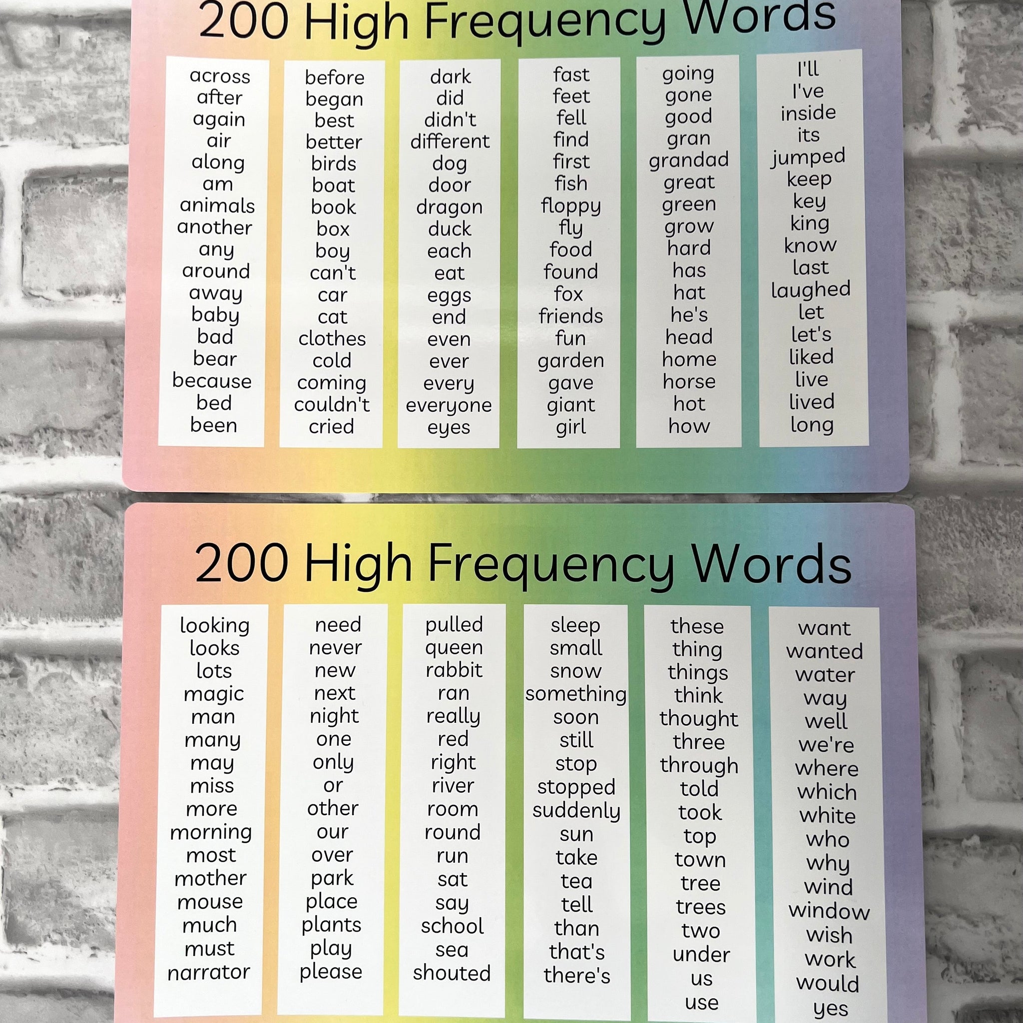 Next 200 High Frequency Words Mats – Empire Warehouse