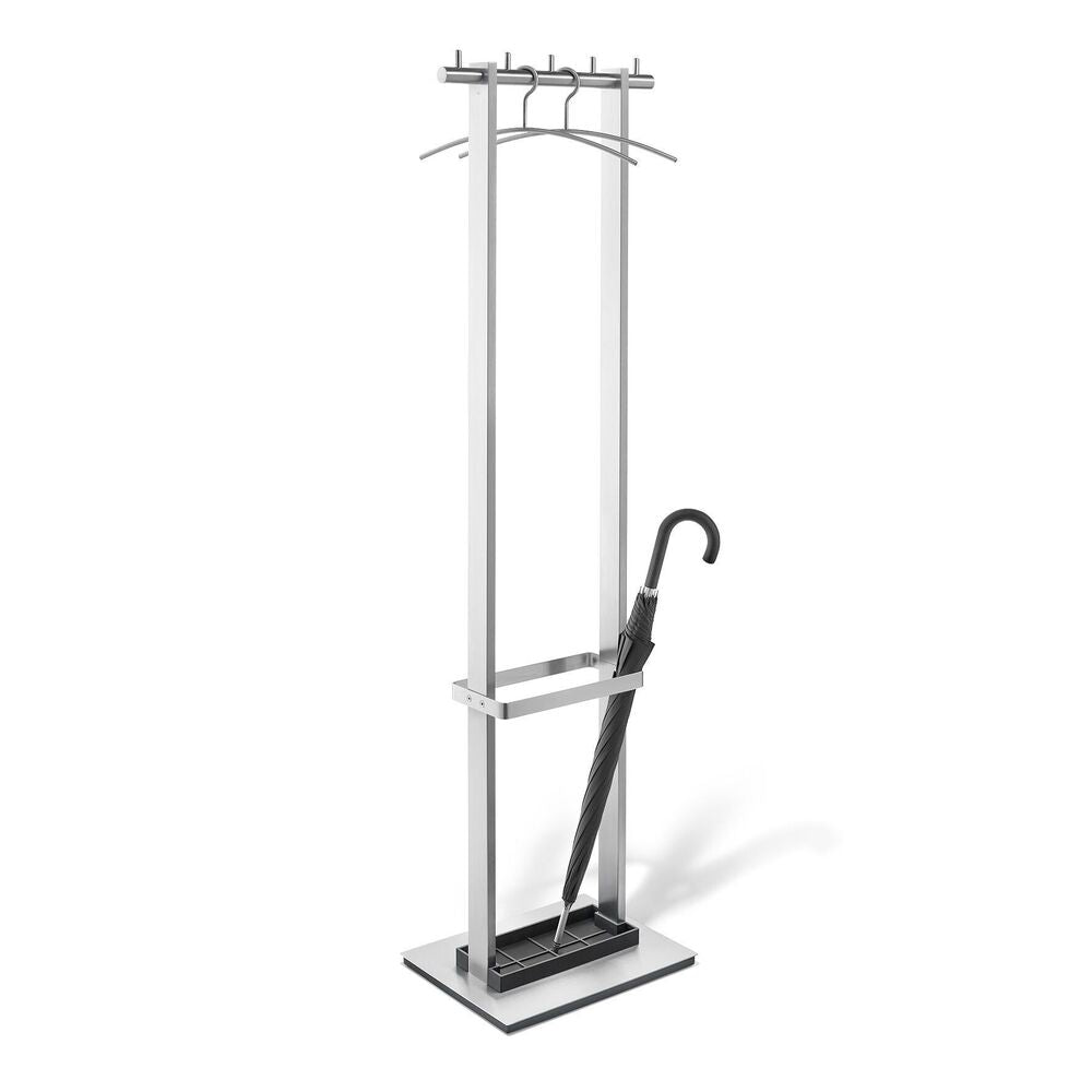 Zack Vestor Premium Brushed Stainless Steel Coat Rack Stand with Umbrella Holder 50684