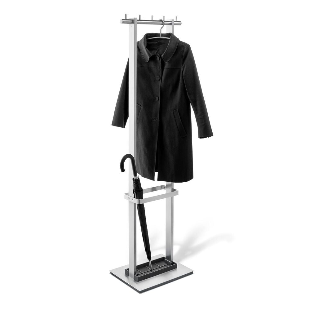 Zack Vestor Premium Brushed Stainless Steel Coat Rack Stand with Umbrella Holder 50684
