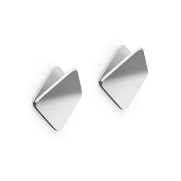 Zack Olfo Premium Brushed Stainless Steel Square Towel Hook Set (2 Pack) - Self-Adhesive Tilted Design