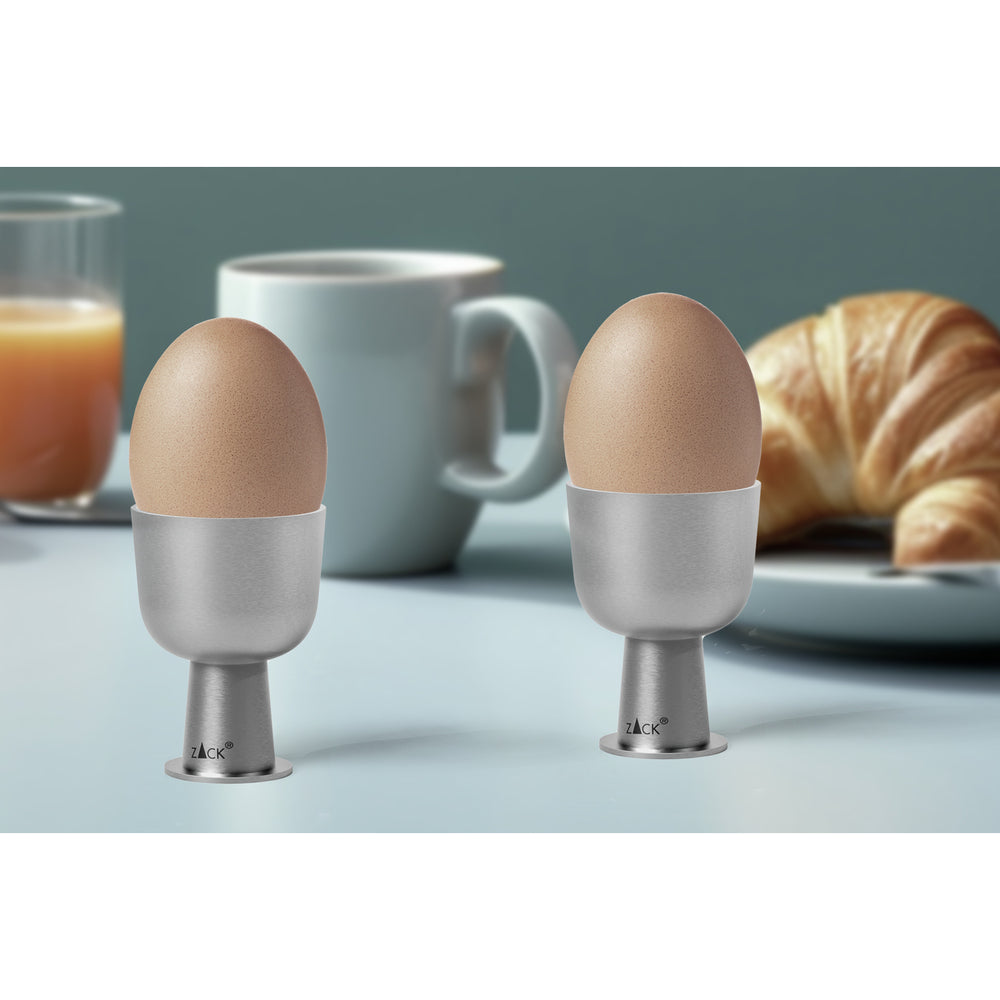 Zack Bevo Premium Brushed Stainless Steel Egg Cup Set (2 Pieces) - Award-Winning German Design