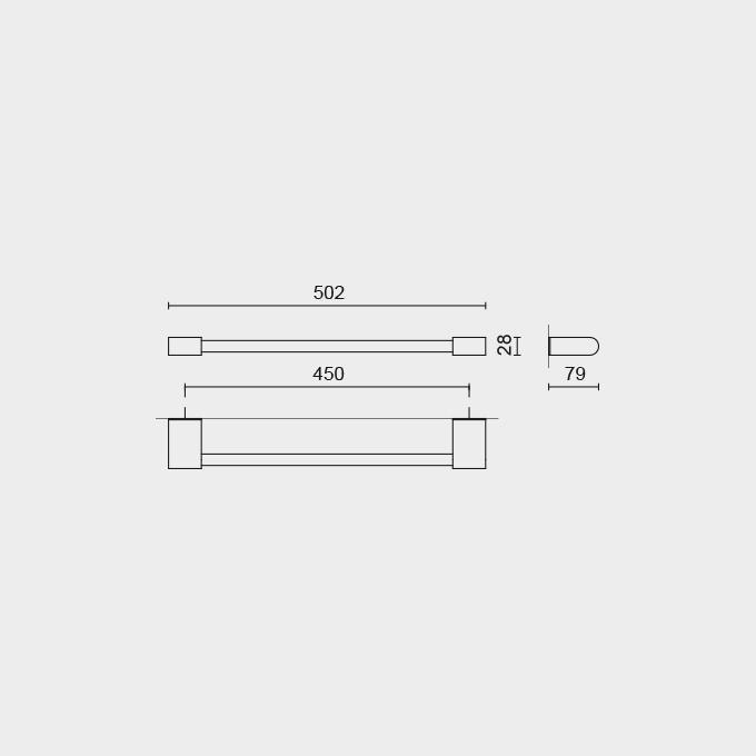 Zack Atore Polished Stainless Steel 50 cm Towel Rail 40459