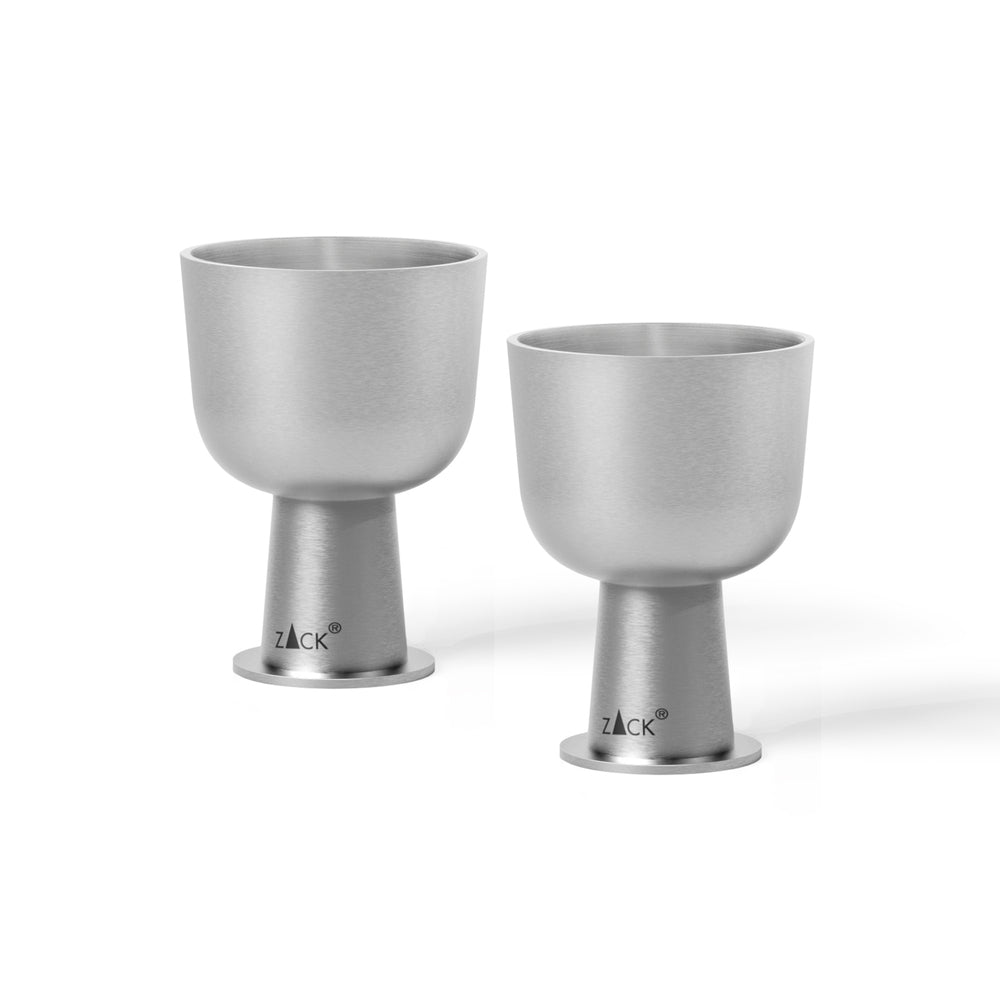 Zack Bevo Premium Brushed Stainless Steel Egg Cup Set (2 Pieces) - Award-Winning German Design