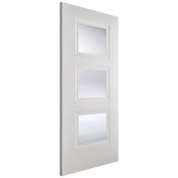 Amsterdam White Primed 3 Glazed Clear Bevelled Light Panels - 1981mm x 762mm