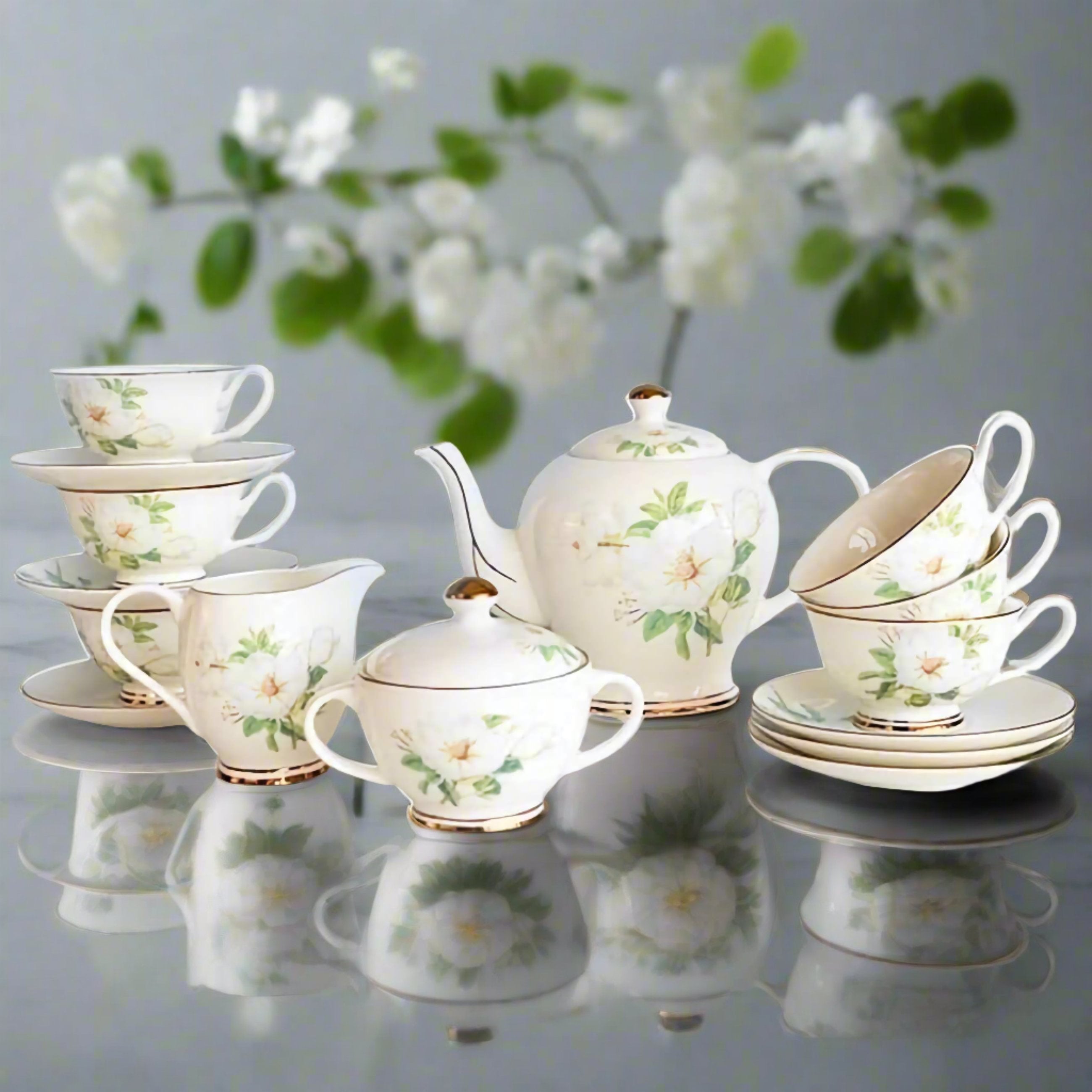 Isabella’s Vintage Floral Bone China Tea Set