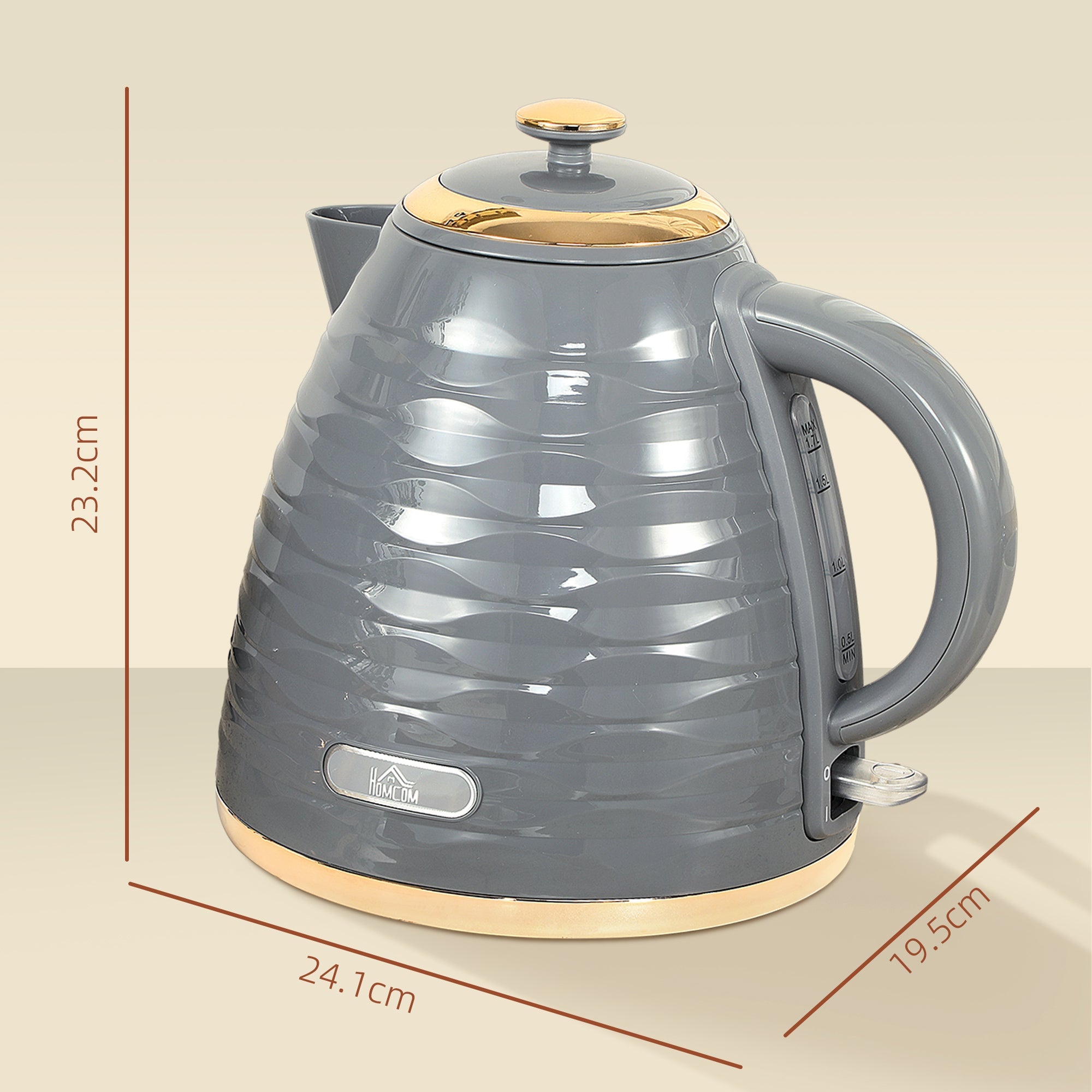 HOMCOM Electric Kettle, Fast Boil, 1.7L, 3kW, Swivel