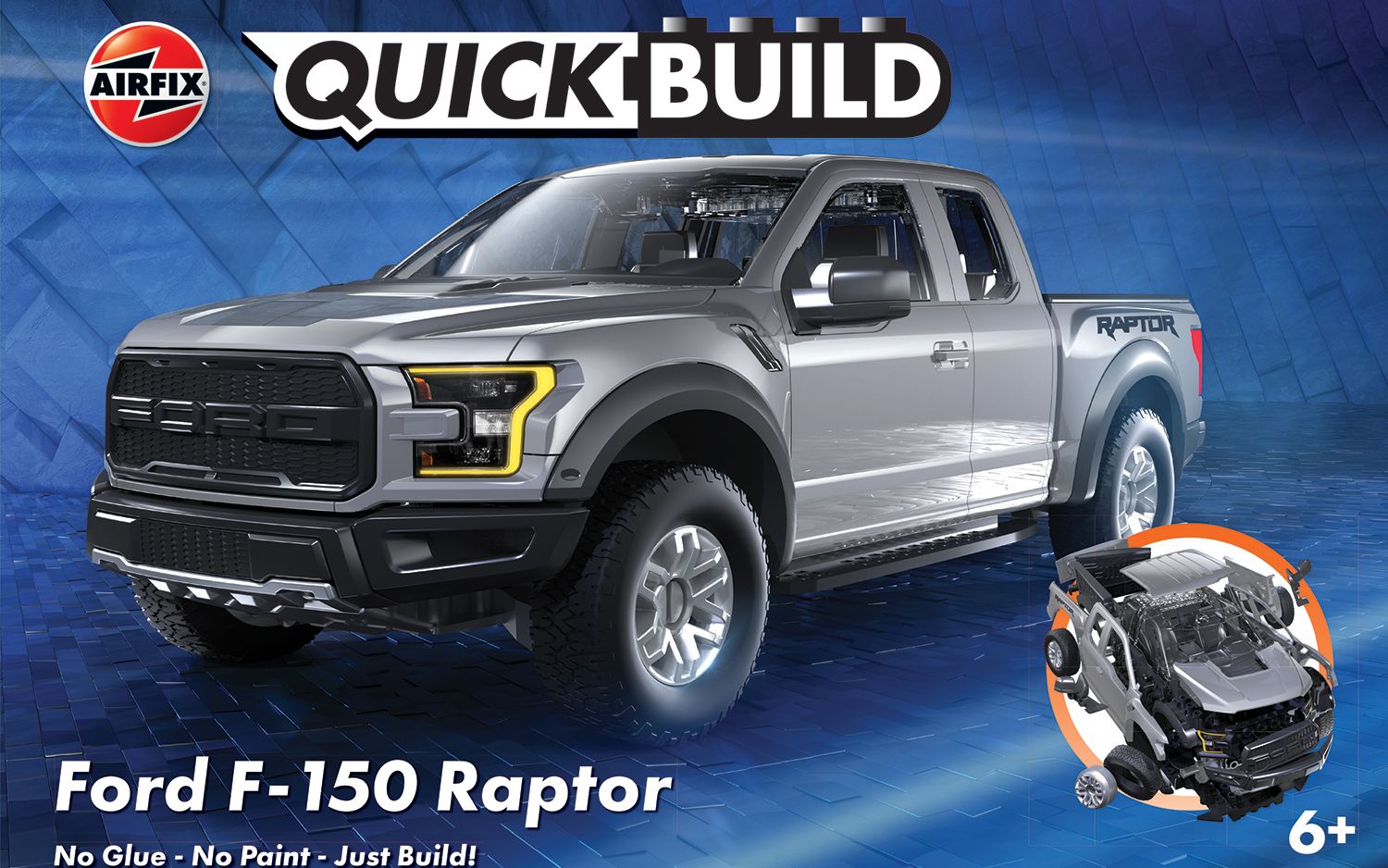 Airfix J6053 Quickbuild Ford F-150 Raptor Grey Model Car Kit