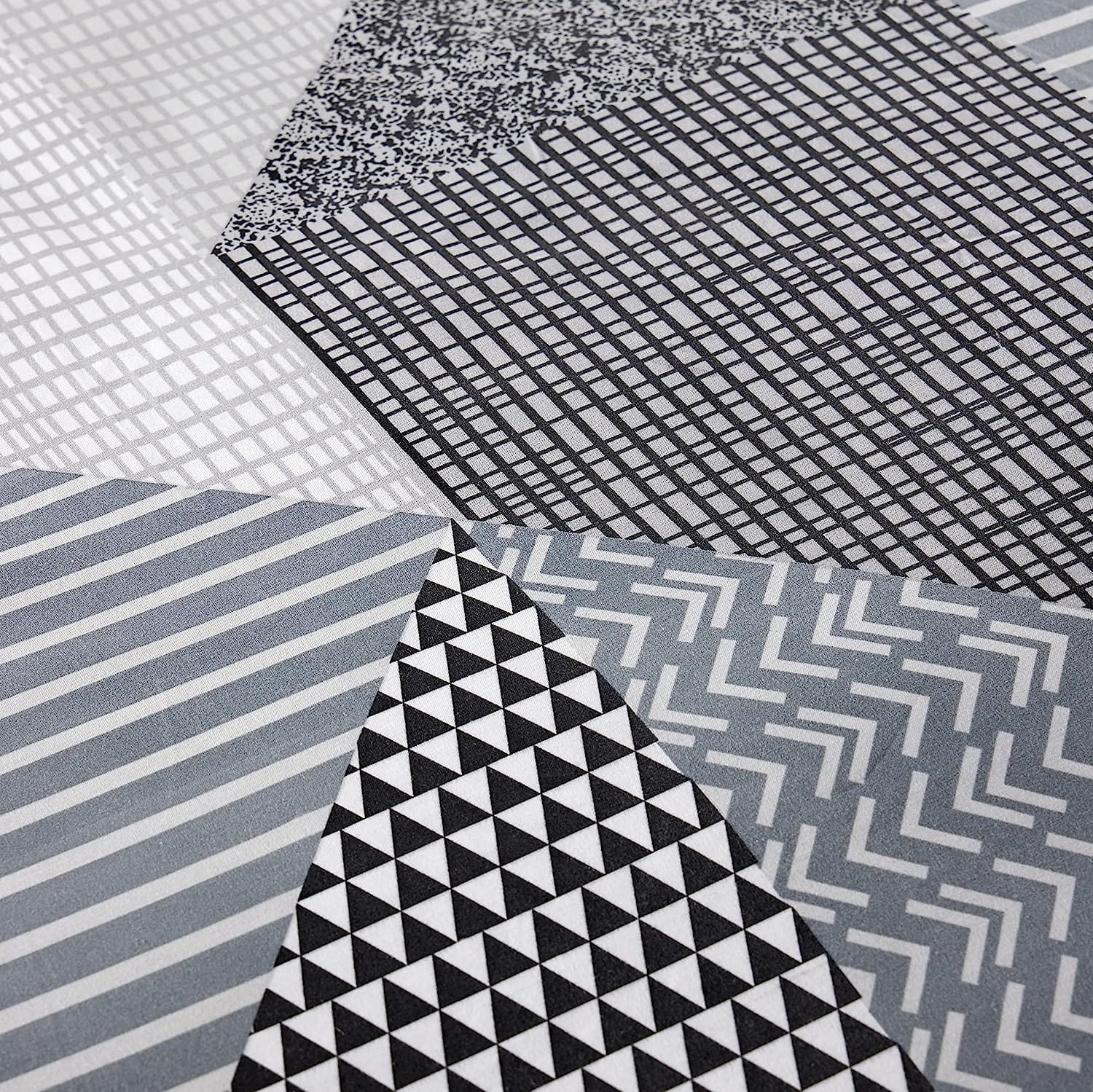 Jasper Grey Printed Reversible Quilted Duvet Cover Set with Button Closure in Single Double and King High-Quality Polyester by OLIVIA ROCCO