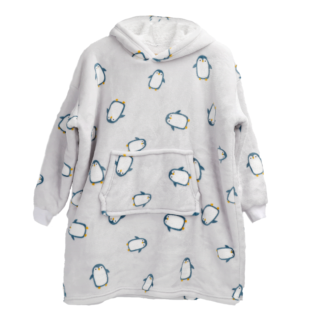 Kids Oversized Hooded Penguin Blanket Hoodie Ultra Soft Sherpa Flannel for Ages 8-15 Warm and Cozy by Daisy Dreamer