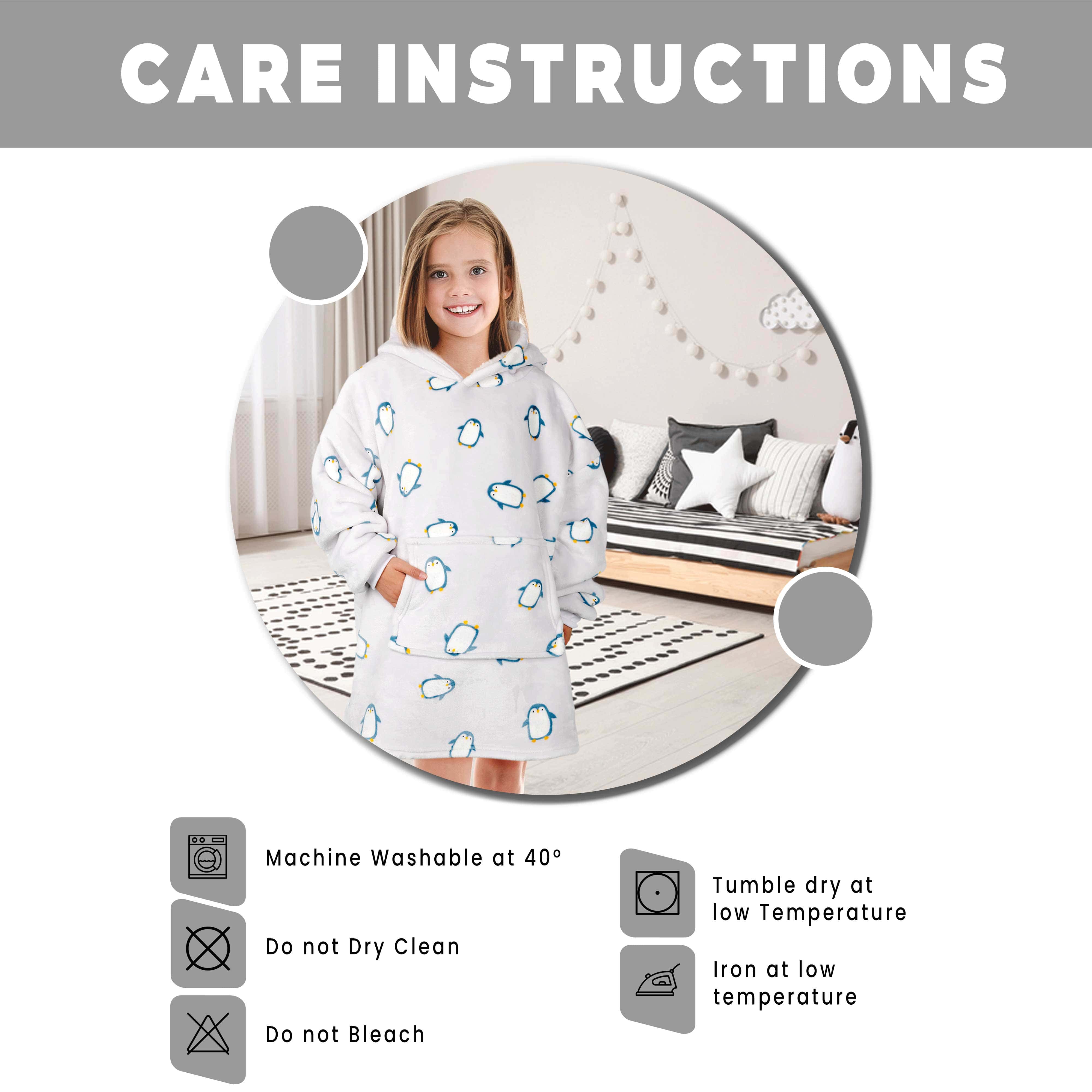 Kids Oversized Hooded Penguin Blanket Hoodie Ultra Soft Sherpa Flannel for Ages 8-15 Warm and Cozy by Daisy Dreamer