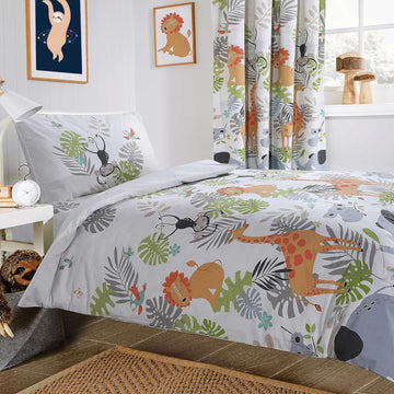 Kids Safari Jungle Animal Print Duvet Cover Set Soft Cosy and Durable Lightweight Bedding with Pillowcase by OLIVIA ROCCO