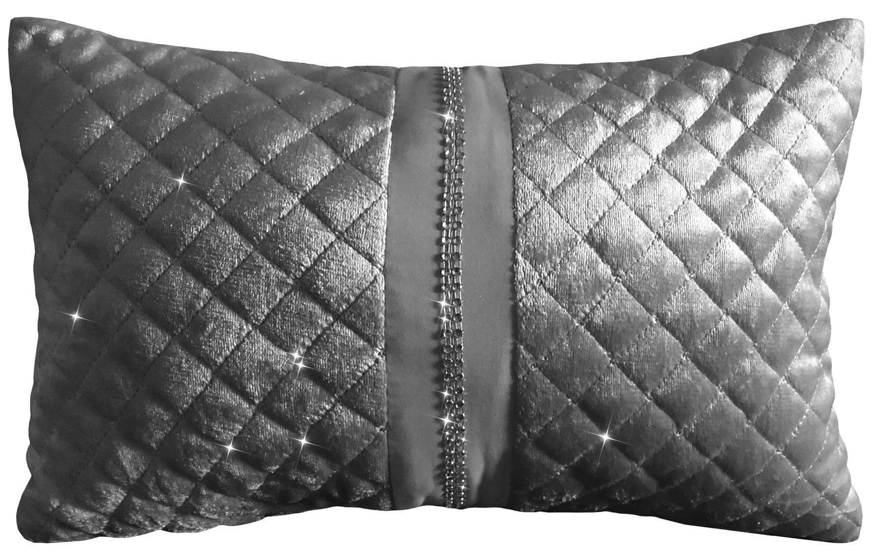 Kylie Duvet Set Luxurious Charcoal Gold Velvet Bedding with Quilted Trim & Diamante Detailing in Various Sizes by OLIVIA ROCCO