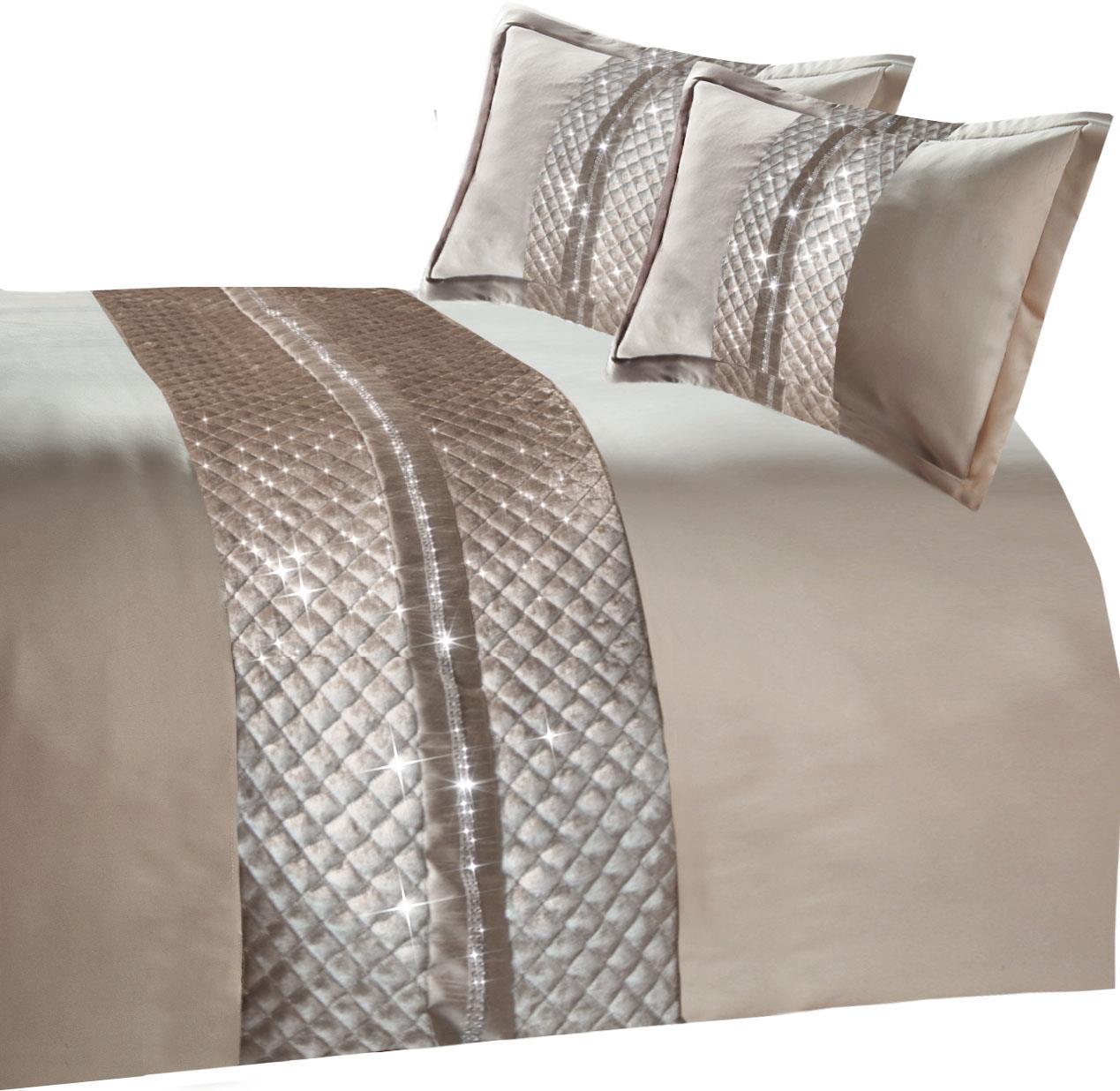 Kylie Duvet Set Luxurious Charcoal Gold Velvet Bedding with Quilted Trim & Diamante Detailing in Various Sizes by OLIVIA ROCCO