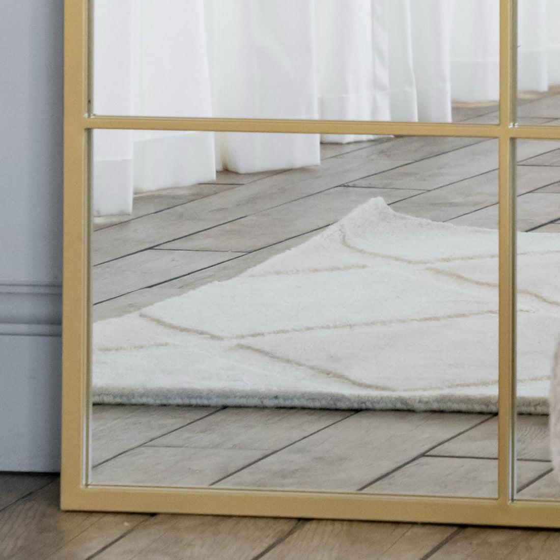 Kyō - Full Length Gold Metal Rectangle Lattice Grid Mirror - 180cm x 105cm