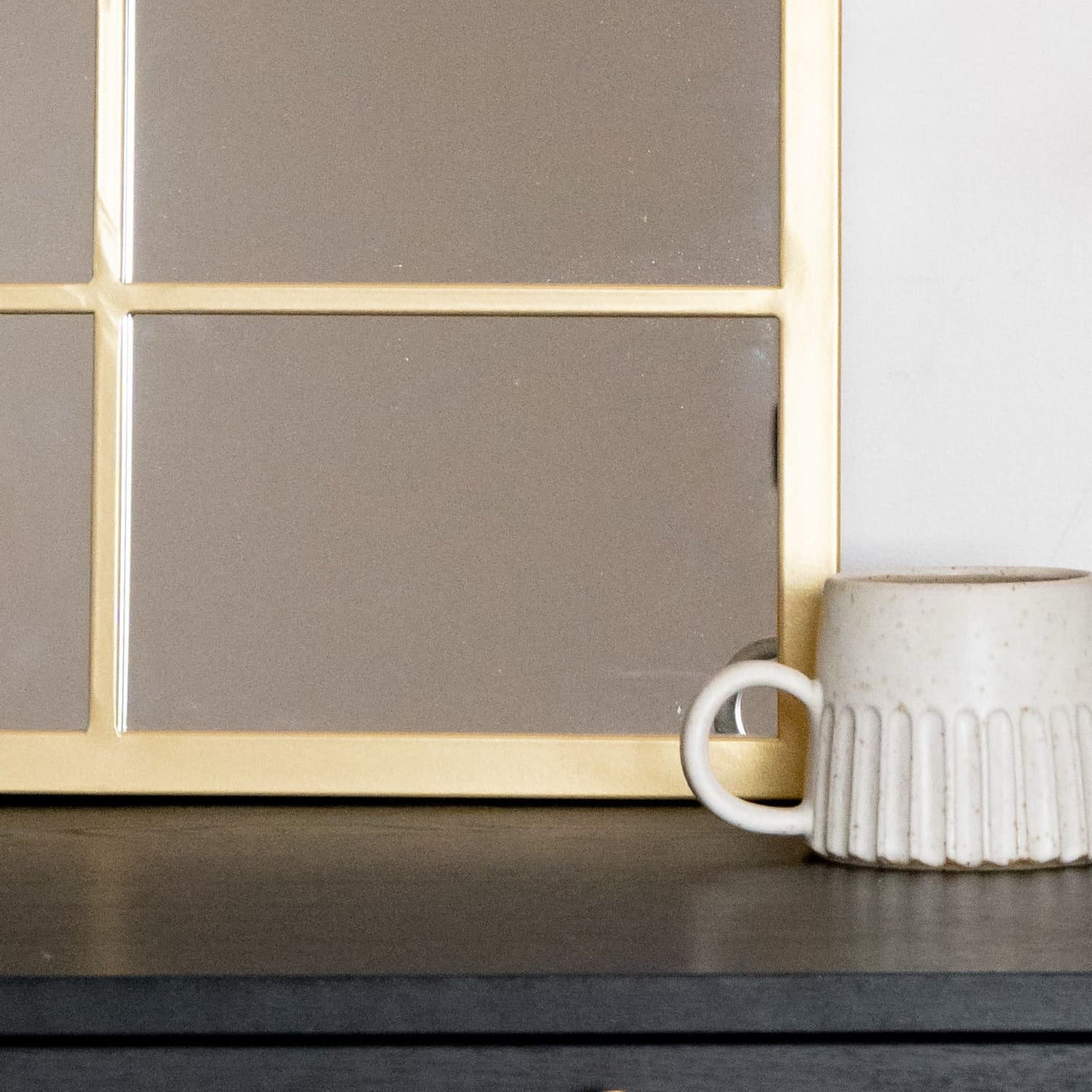 Kyō - Gold Metal Rectangle Lattice Window Mirror - 90cm x 70cm