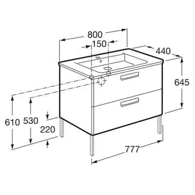 The Gap Unik 800mm Base Bathroom Unit & Basin - All Colours