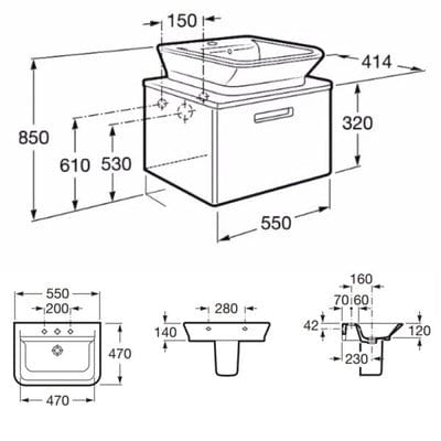 The Gap 550mm Base Bathroom Unit - Dark Wood