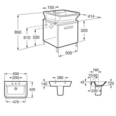 The Gap 500mm Base Bathroom Unit - All Colours