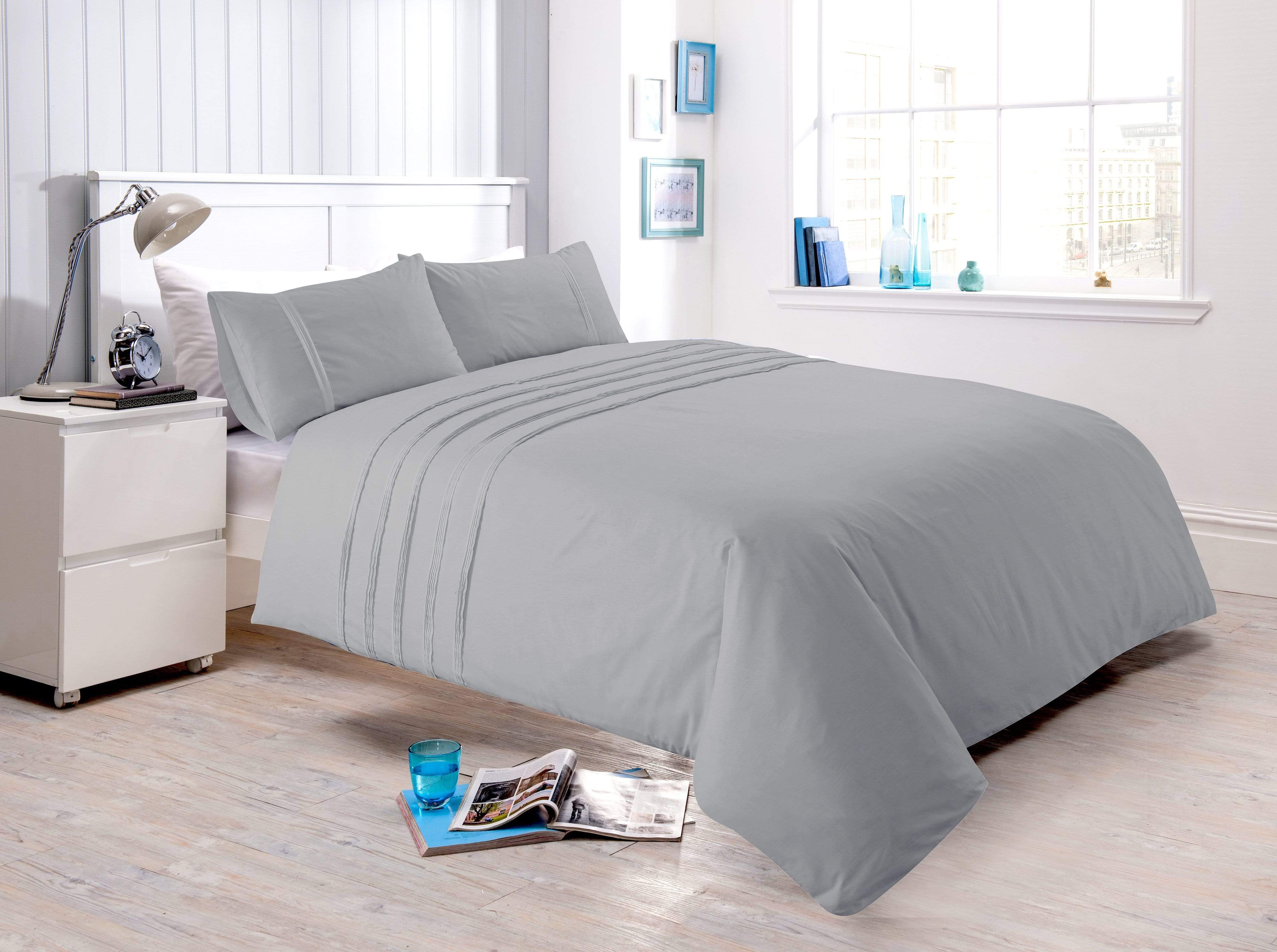 Laurent Handmade Pintuck Duvet Set Super Soft Cotton Rich Blend Elegant Bedding in Multiple Sizes and Colours by OLIVIA ROCCO