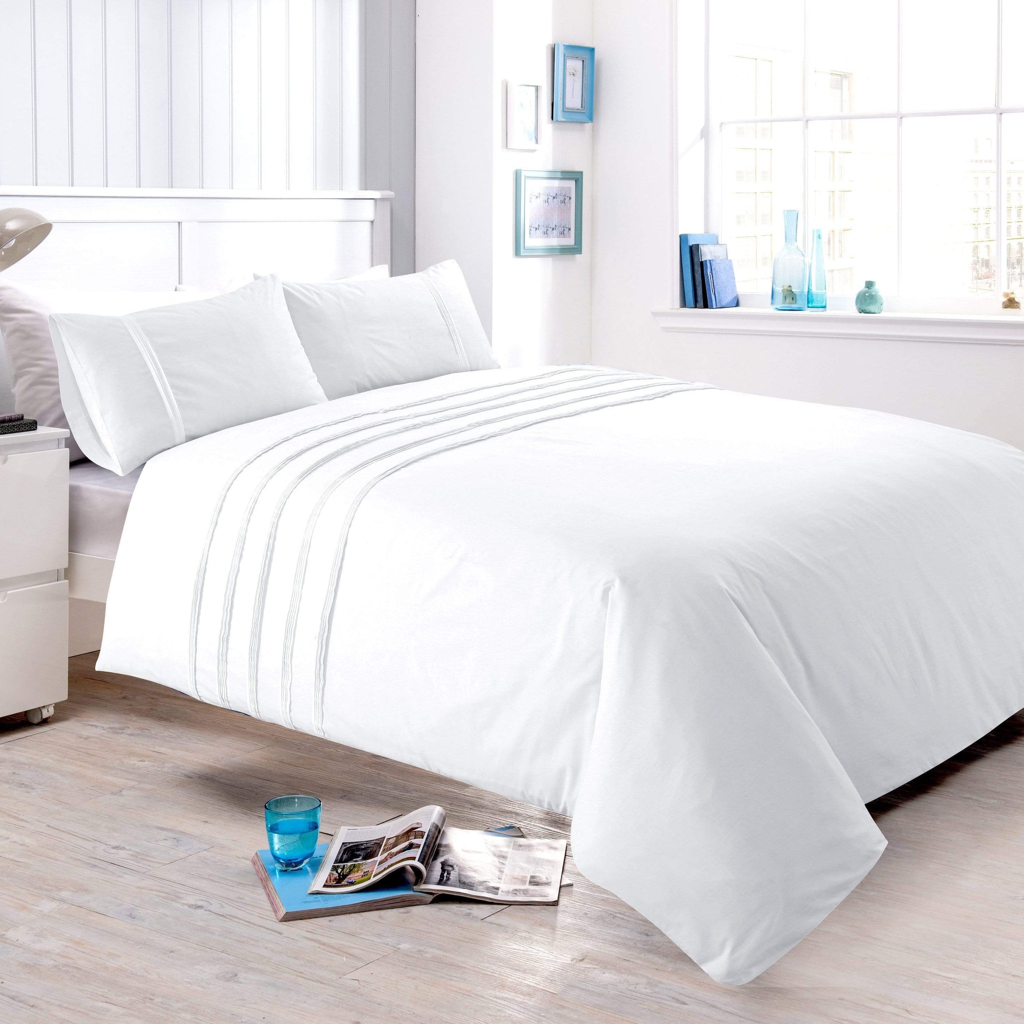 Laurent Handmade Pintuck Duvet Set Super Soft Cotton Rich Blend Elegant Bedding in Multiple Sizes and Colours by OLIVIA ROCCO