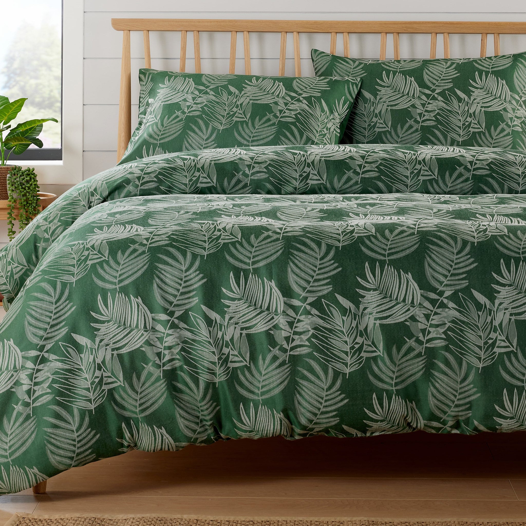 Leaf Jacquard Reversible Duvet Cover Sets in Grey and Pink with Cotton Blend for Ultimate Comfort Eco-Friendly Bedding in King Queen Double Single Sizes by OLIVIA ROCCO