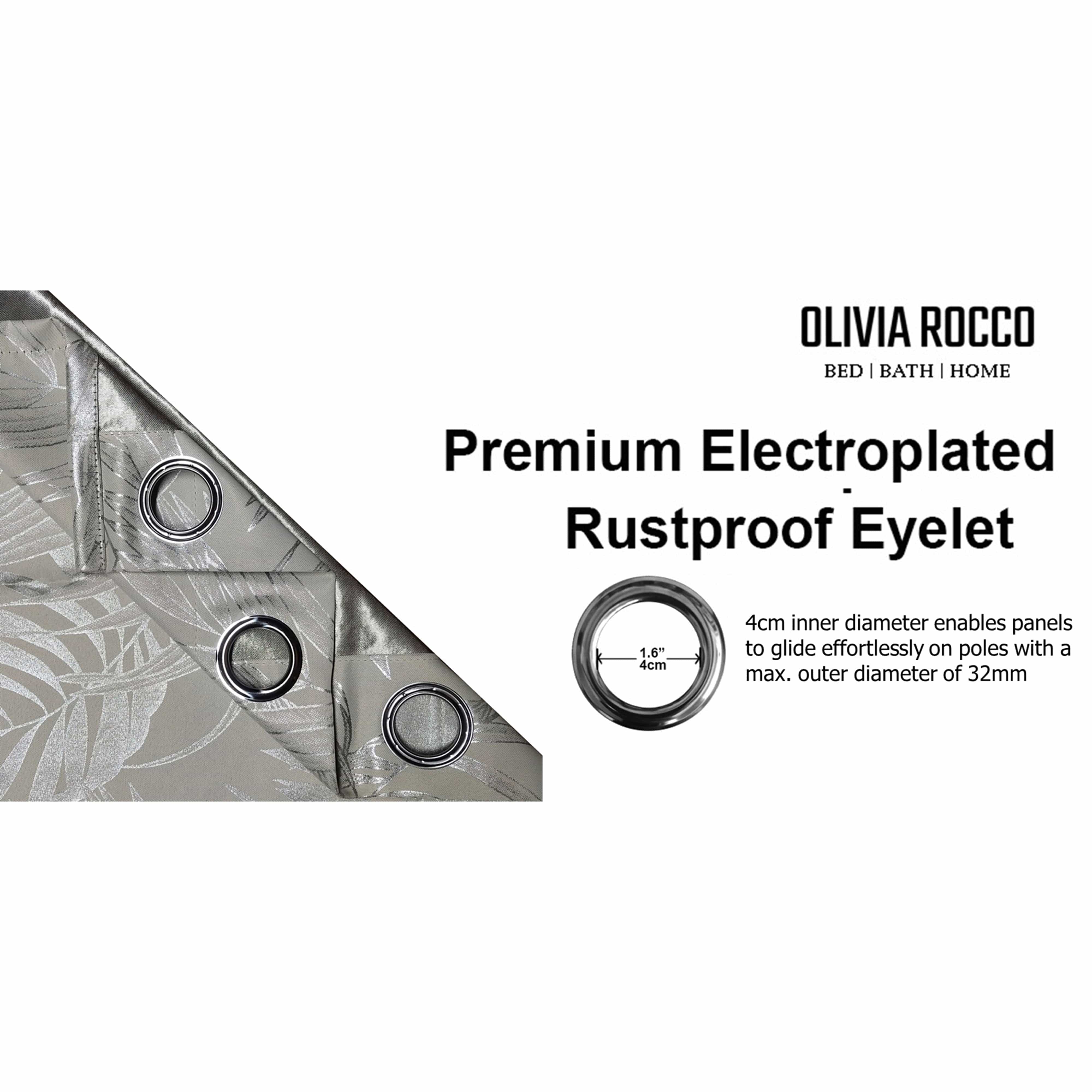 Leaf Natural Sparkle Blackout Curtains Super Soft Thermal Insulated Eyelet Drapes for Living Room & Bedroom 2 Panels by OLIVIA ROCCO