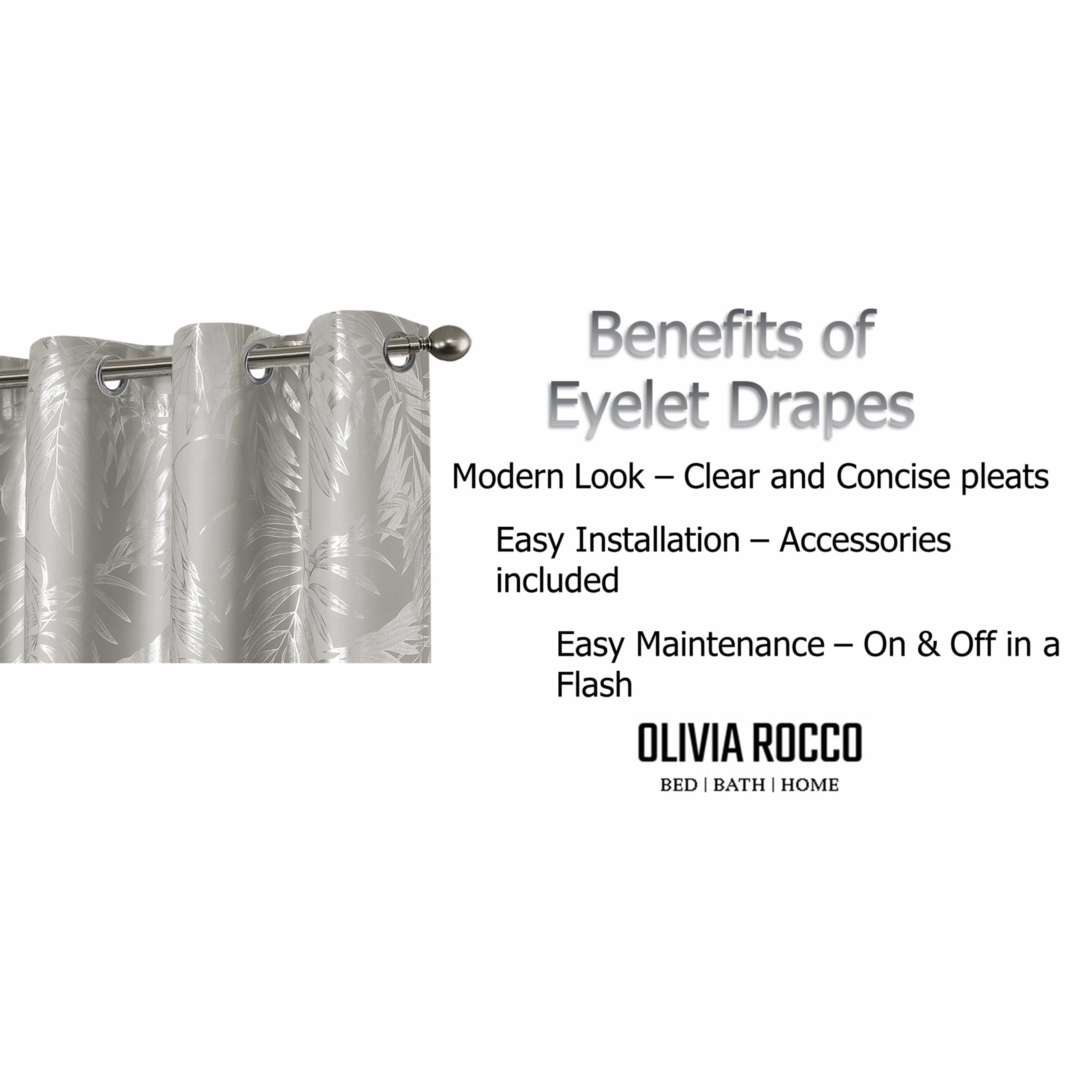 Leaf Natural Sparkle Blackout Curtains Super Soft Thermal Insulated Eyelet Drapes for Living Room & Bedroom 2 Panels by OLIVIA ROCCO