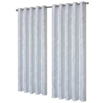 Leaf White Sparkle Blackout Curtains Super Soft Thermal Insulated Eyelet Drapes for Living Room & Bedroom 2 Panels by OLIVIA ROCCO