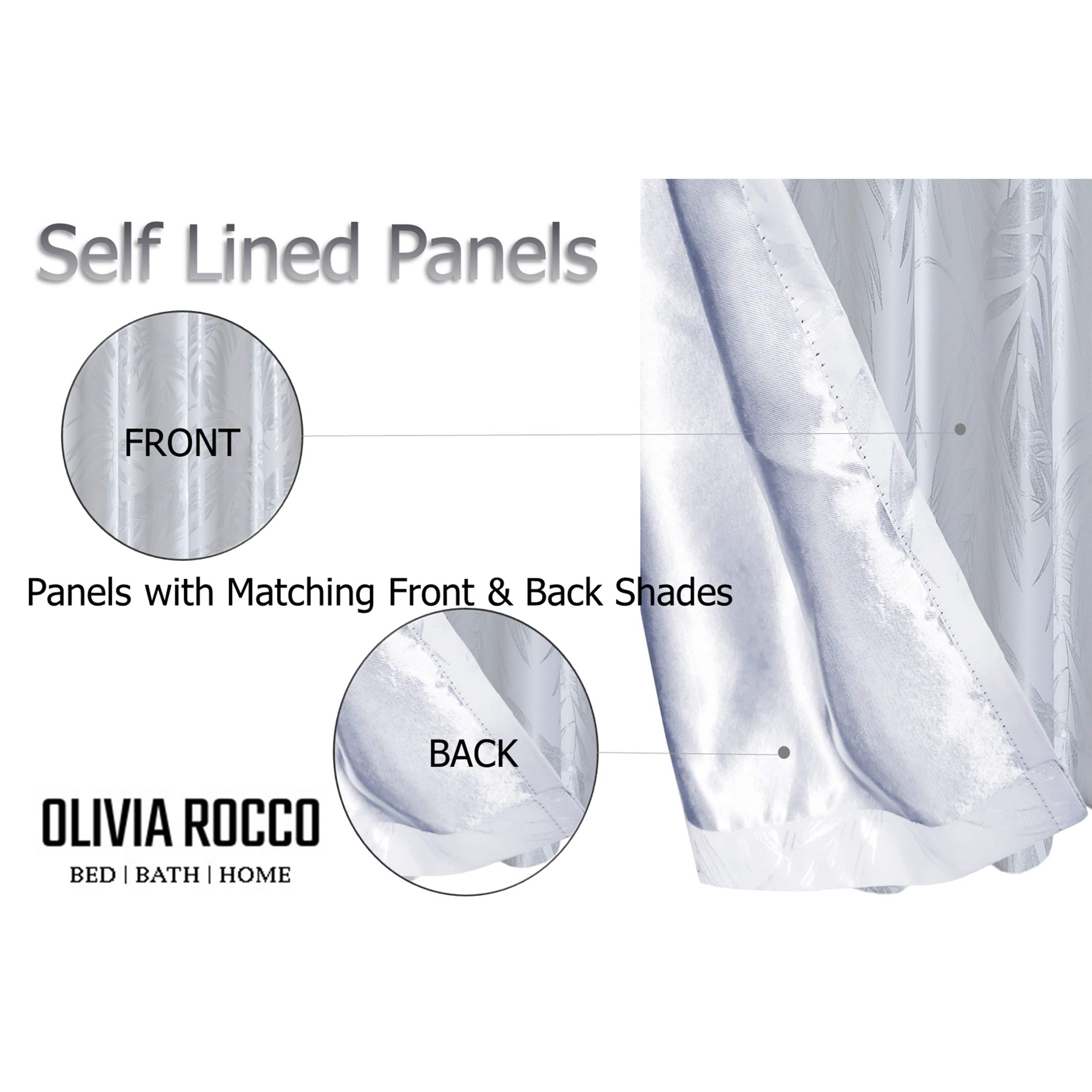 Leaf White Sparkle Blackout Curtains Super Soft Thermal Insulated Eyelet Drapes for Living Room & Bedroom 2 Panels by OLIVIA ROCCO