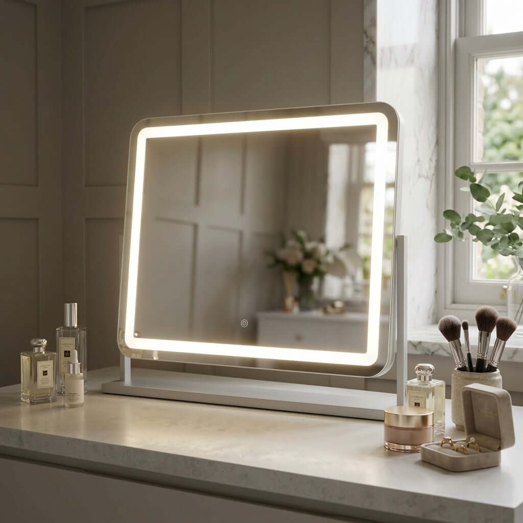 Luna White 58cm LED Vanity Mirror with Tilt Stand