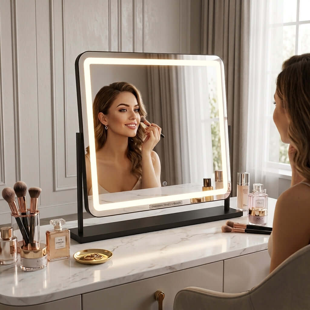 Noir Matt Black LED Vanity Mirror with Lights