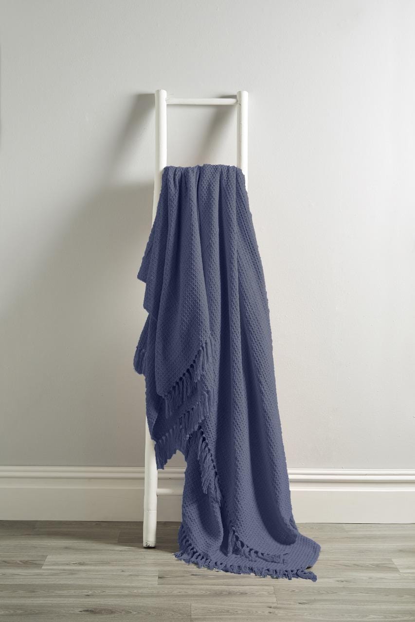 Lisbon Pure Indian Cotton Handwoven Honeycomb Throw Blanket Luxurious Soft Lightweight Easycare Cover for Sofa Bed or Living Room Available in 10 Colours and Sizes by OLIVIA ROCCO