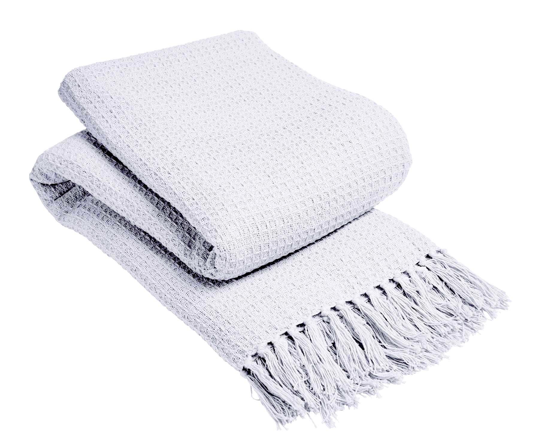 Lisbon Pure Indian Cotton Handwoven Honeycomb Throw Blanket Luxurious Soft Lightweight Easycare Cover for Sofa Bed or Living Room Available in 10 Colours and Sizes by OLIVIA ROCCO