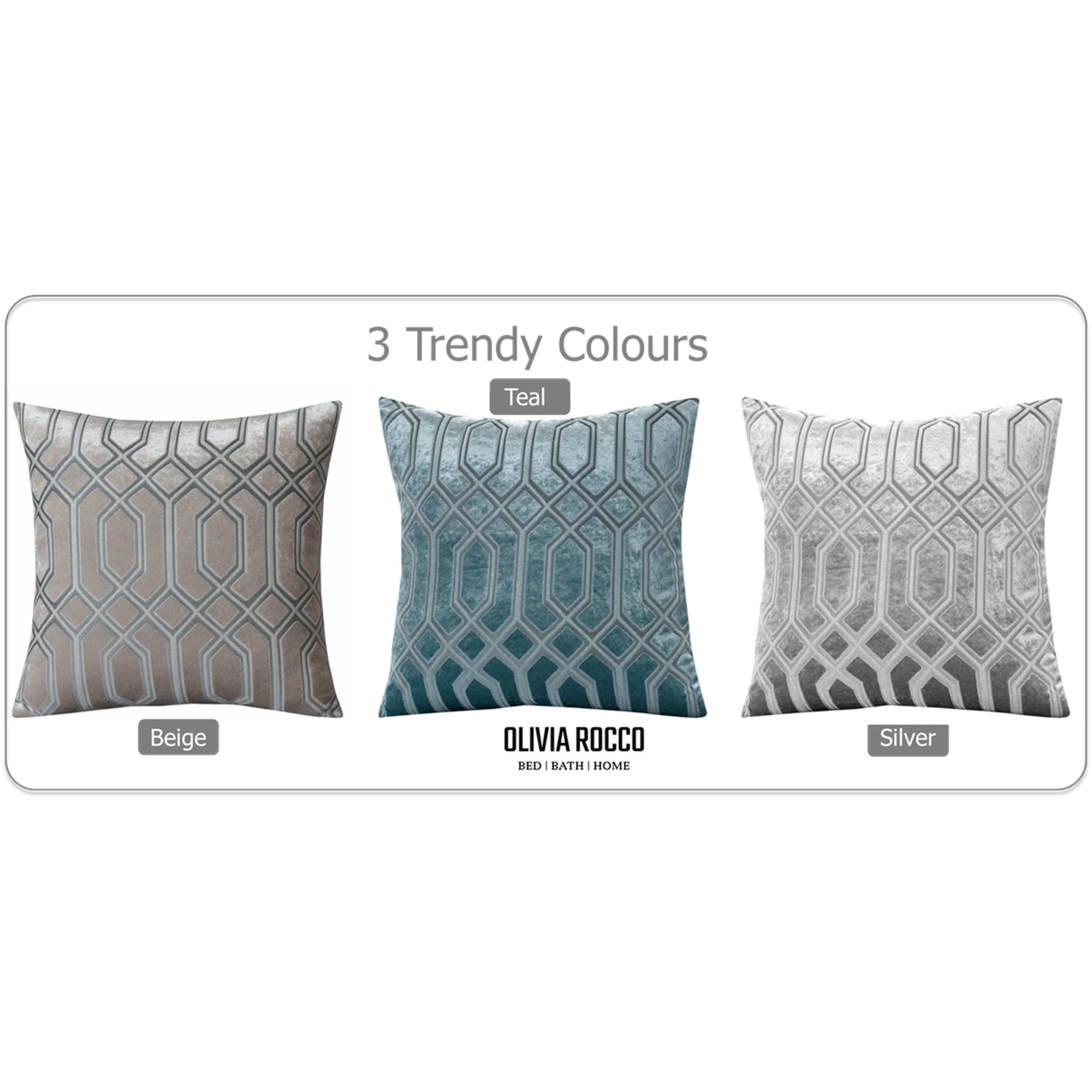 Luxe Geo Velvet Cushion Covers 2 Pack Grey Geometric Decorative Cushions for Sofa Bed & Living Room by OLIVIA ROCCO