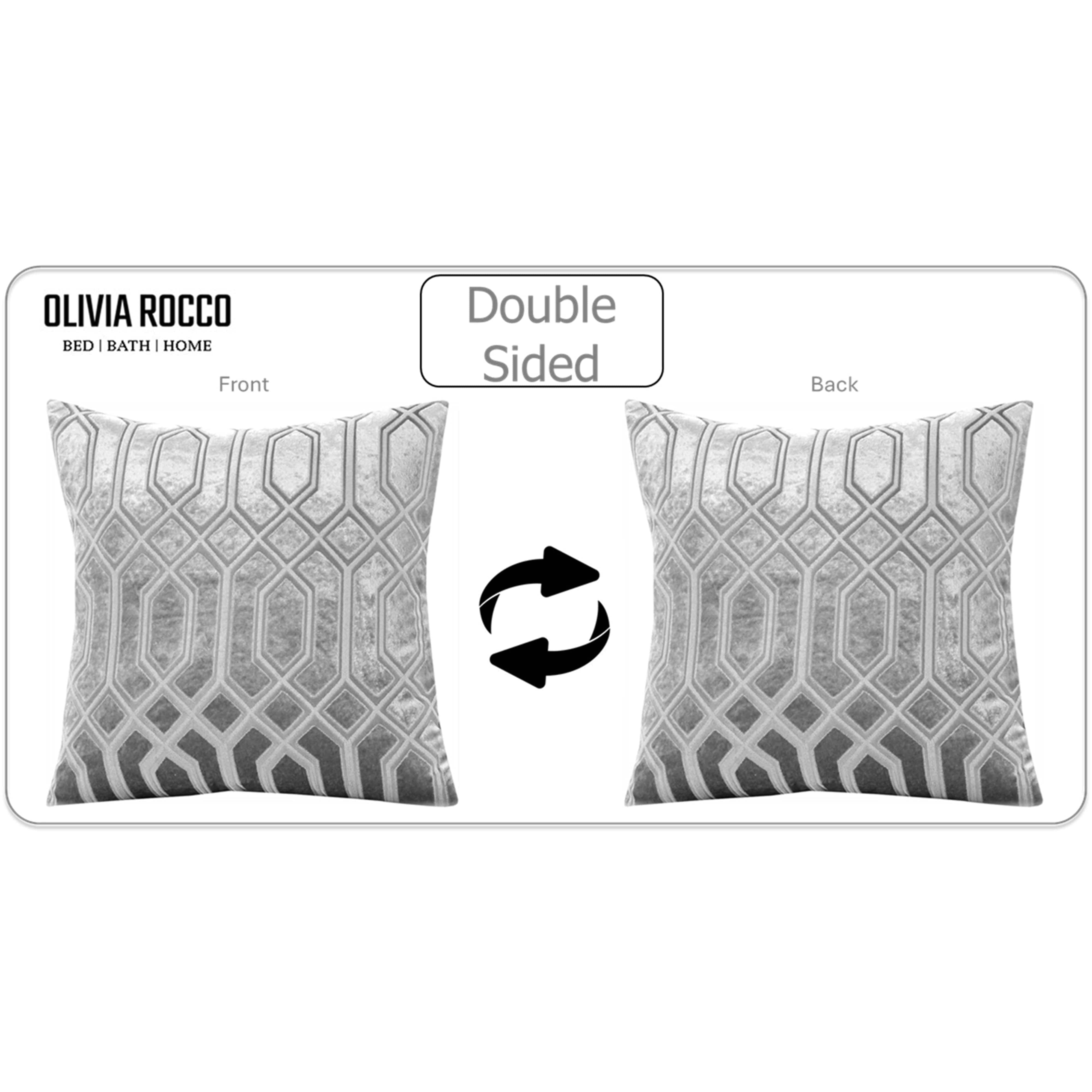 Luxe Geo Velvet Cushion Covers 2 Pack Grey Geometric Decorative Cushions for Sofa Bed & Living Room by OLIVIA ROCCO