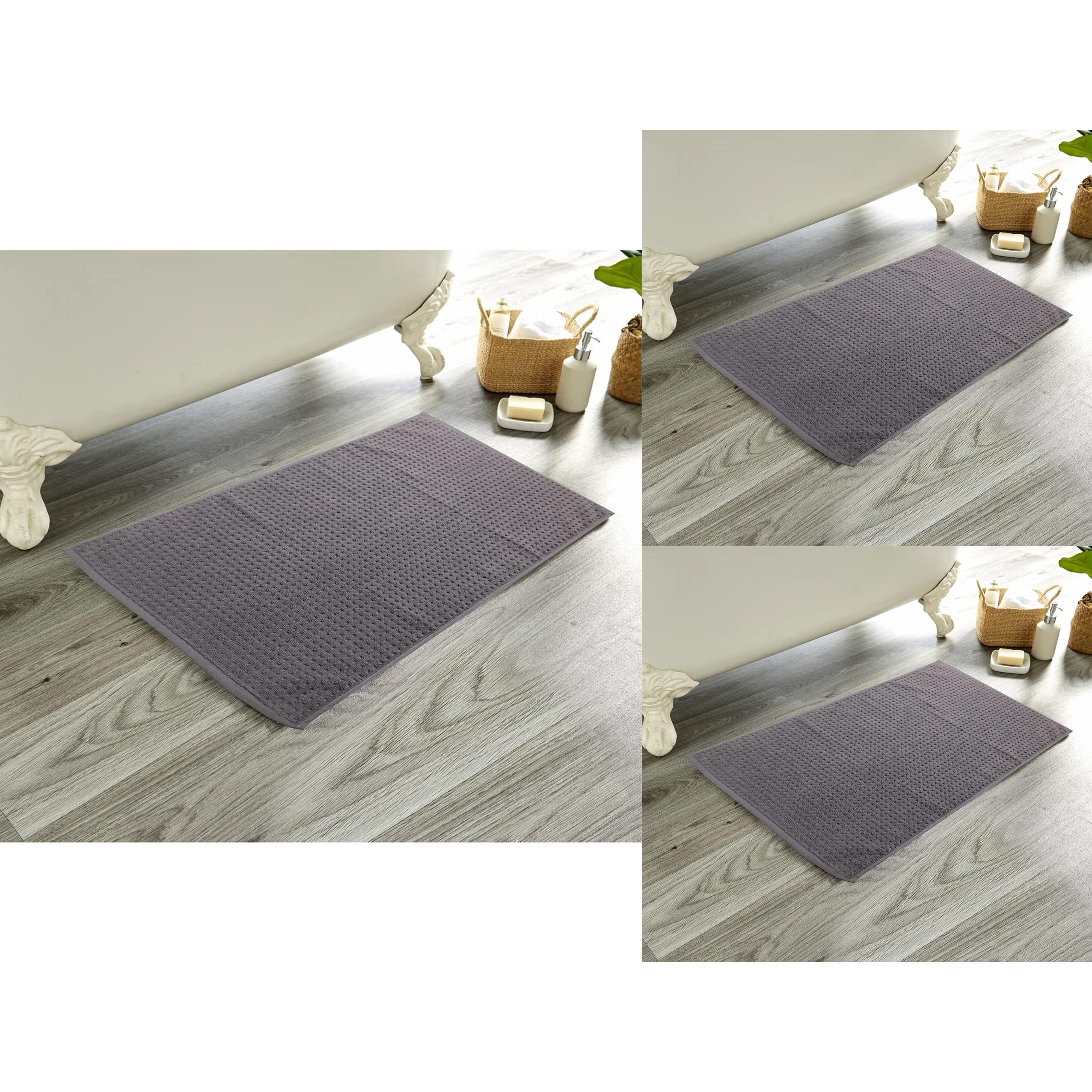 Pack of 3 Luxe Ultra-Soft Deep Cotton Pile Bathmats Handcrafted Eco-Friendly Absorbent Quick-Drying Premium Cotton Rug for Bathroom Decor by OLIVIA ROCCO