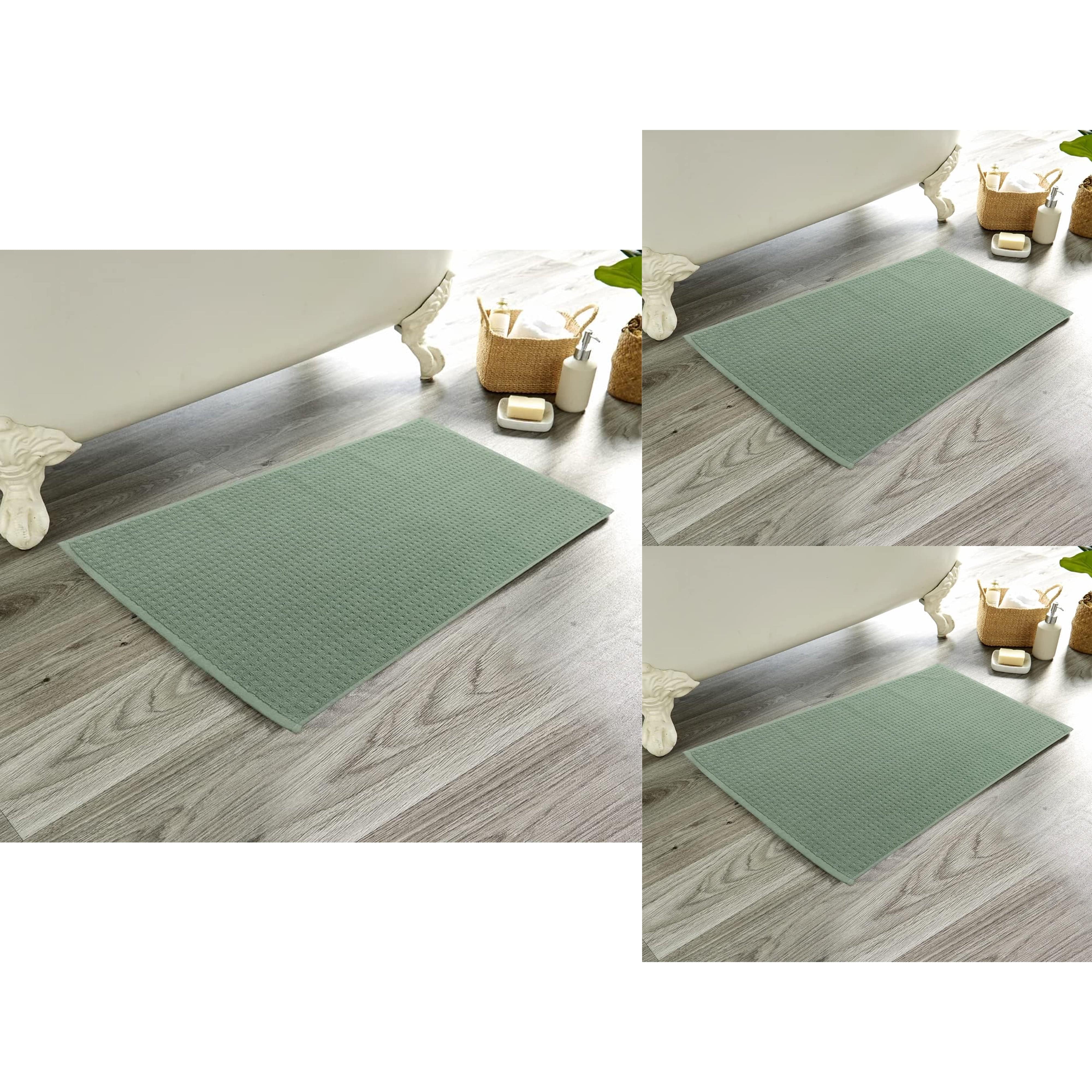 Pack of 3 Luxe Ultra-Soft Deep Cotton Pile Bathmats Handcrafted Eco-Friendly Absorbent Quick-Drying Premium Cotton Rug for Bathroom Decor by OLIVIA ROCCO