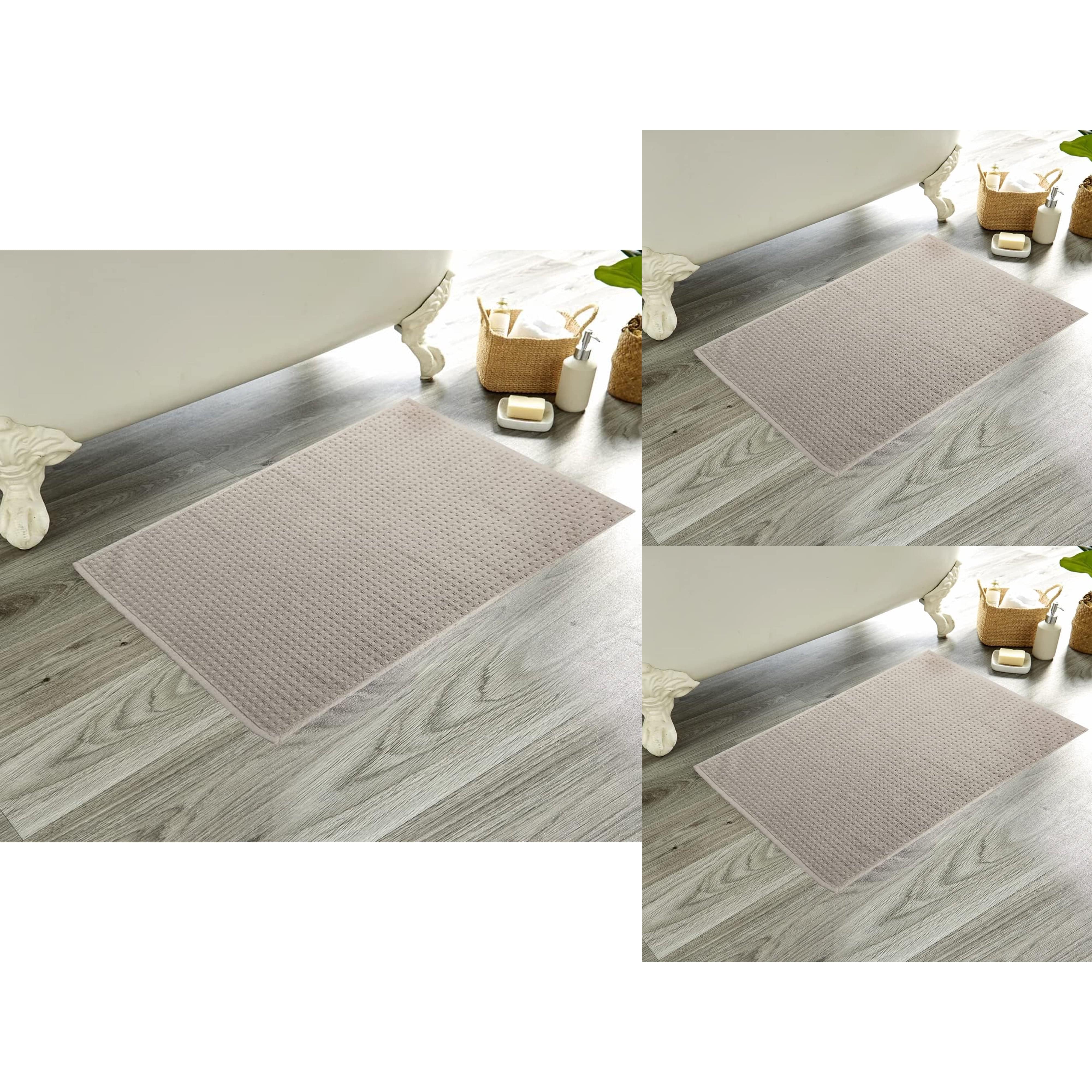 Pack of 3 Luxe Ultra-Soft Deep Cotton Pile Bathmats Handcrafted Eco-Friendly Absorbent Quick-Drying Premium Cotton Rug for Bathroom Decor by OLIVIA ROCCO