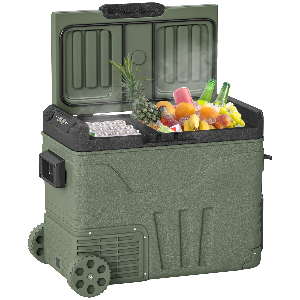 Outsunny 45L Camping Fridge Freezer Dual Zone Car Fridge, DC & AC, -20-20℃