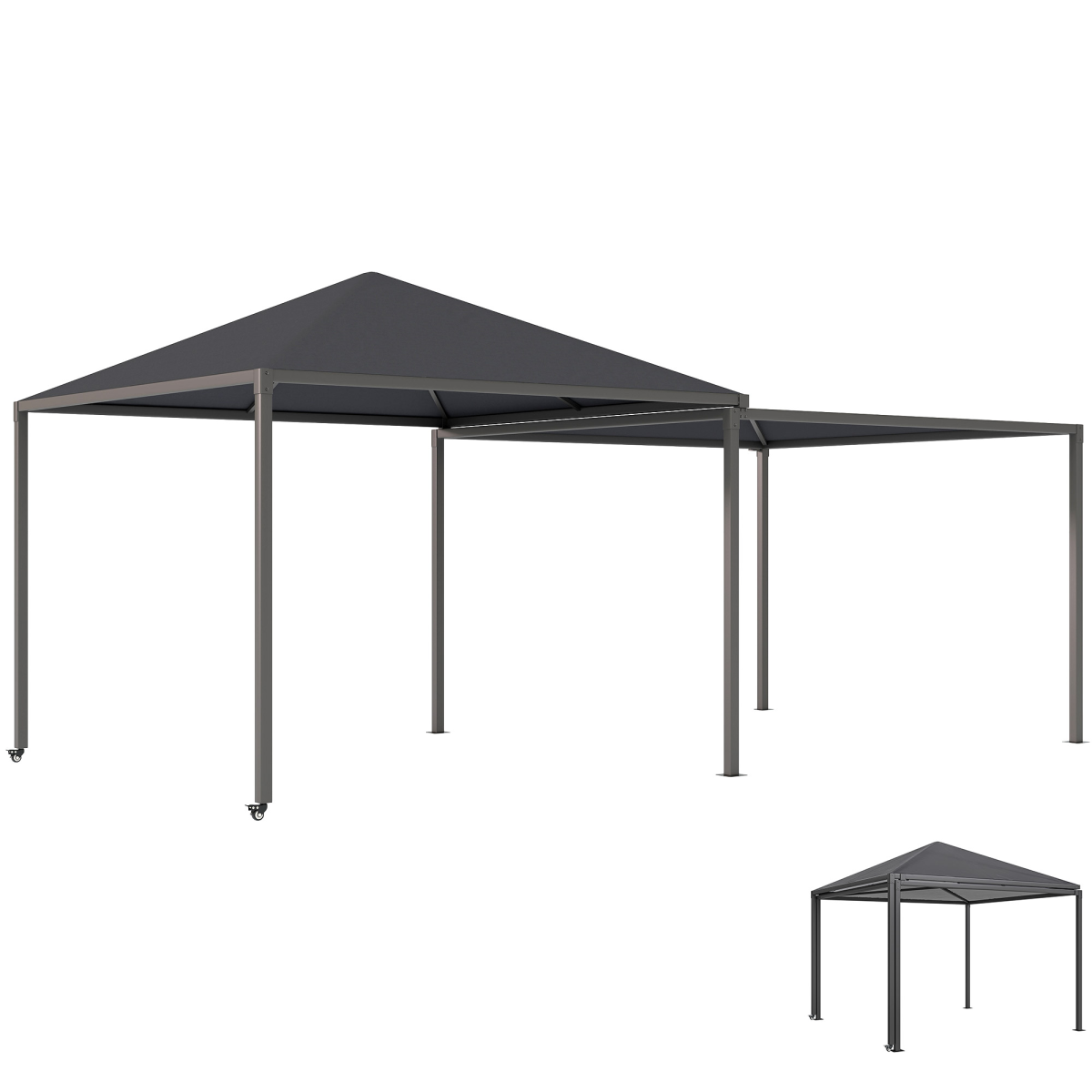 Outsunny 3 x 3(m) Garden Gazebo Canopy with Extendable Awning and Wheels
