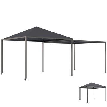Outsunny 3 x 3(m) Garden Gazebo Canopy with Extendable Awning and Wheels