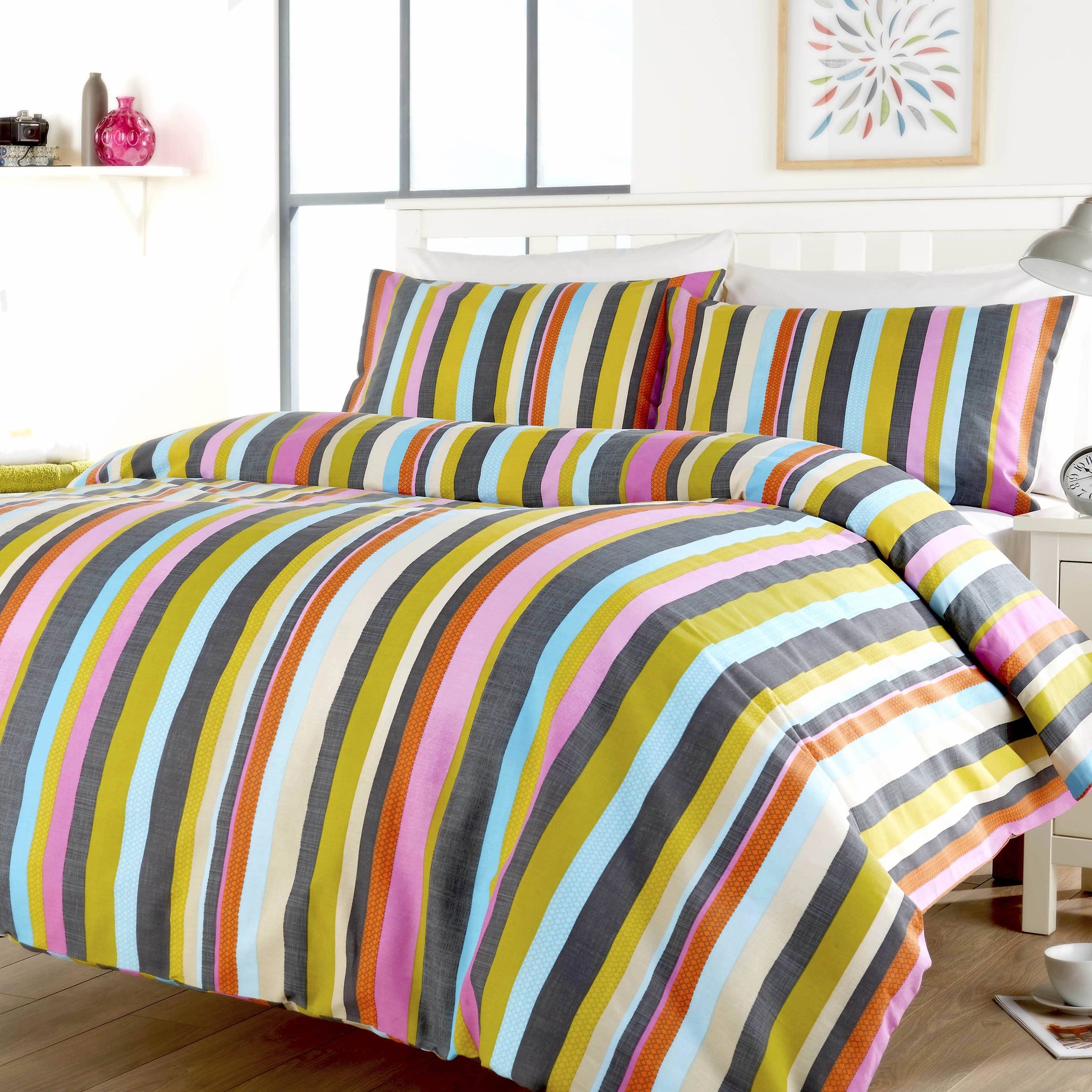 Maine Stripe Luxurious Cotton Rich Duvet Set with Elegant Striped Design in Single Double King Super King Sizes OEKO-TEX Certified by OLIVIA ROCCO
