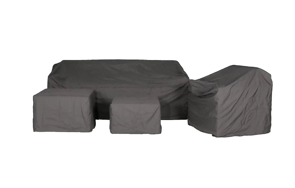 Marbella Grey 5 Seater Chaise Garden Sofa Set, Cover and Cushion Box Bundle