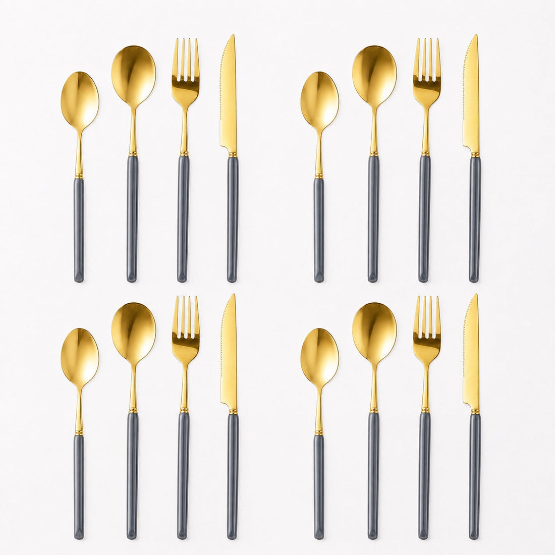 Marlowe 16-Piece Gold Cutlery Set – Pearl Grey